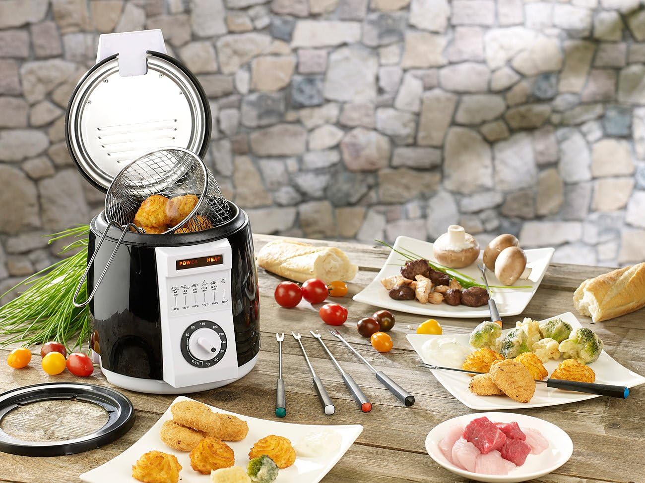 Mini-Fritteuse mit Fondue-Set