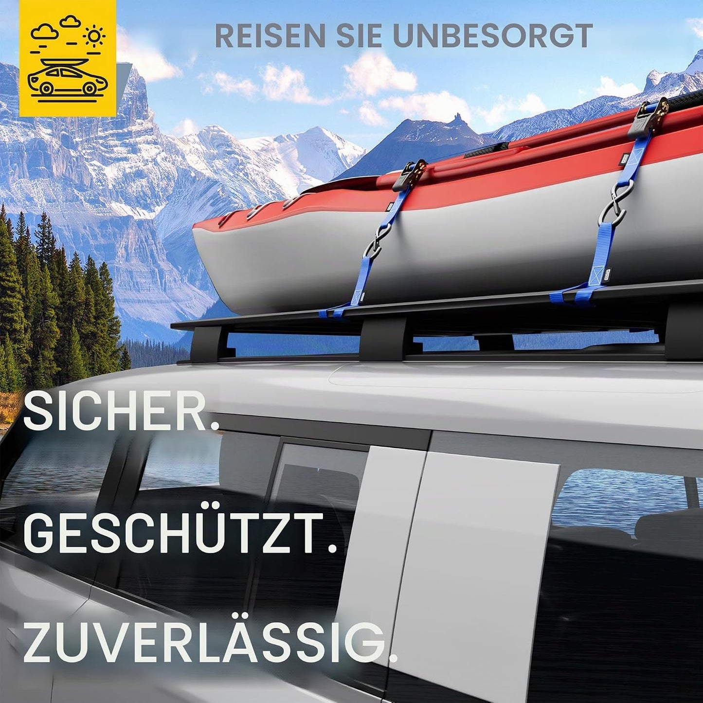 Spanngurte mit Ratsche-Set, 1000 kg, Blue 4 Pack - 1000 KG