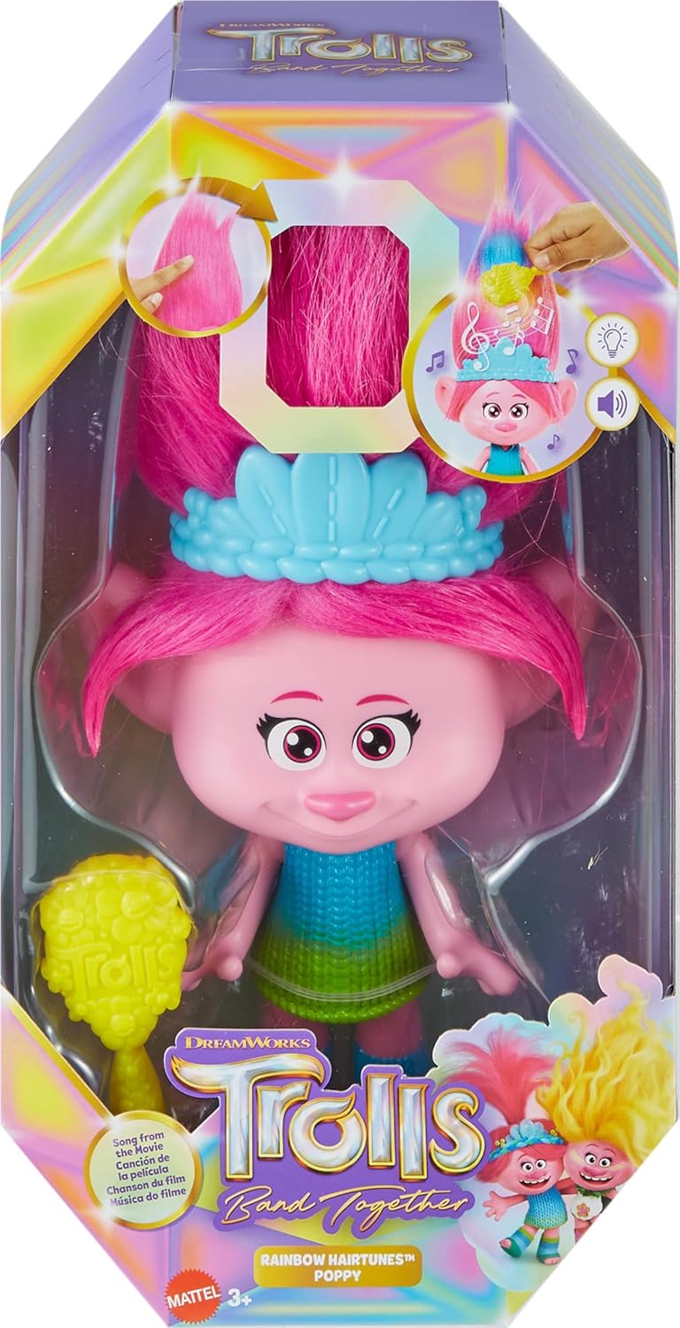 Rainbow HairTunes Poppy-Puppe mit Licht & Sound, Königin Poppy