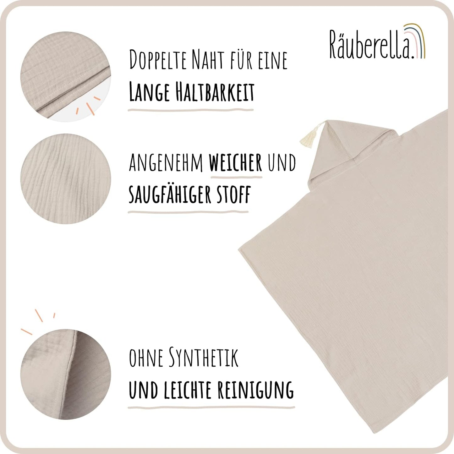 Baby-Kapuzenhandtuch, Beige