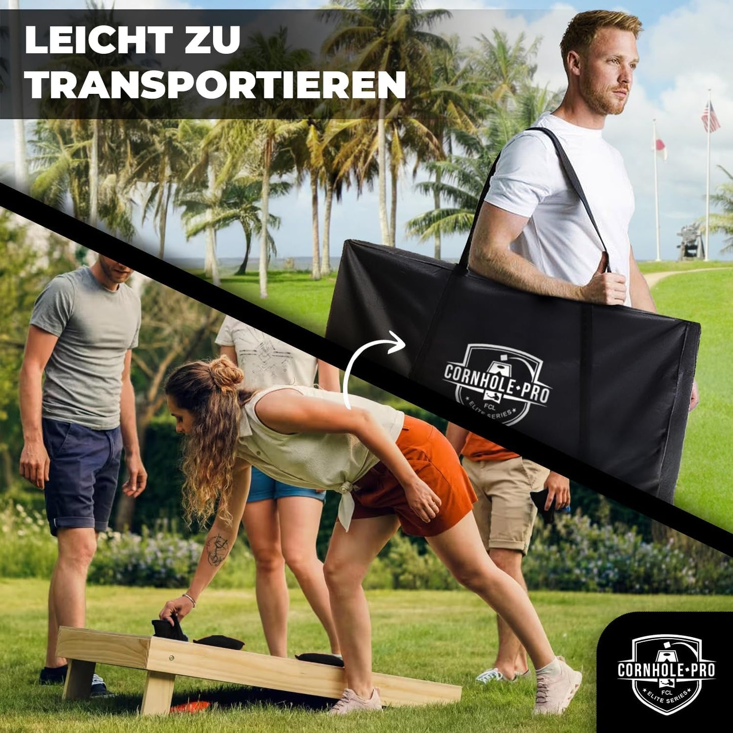 Cornhole-Spielset mit 2 Boards und 8 Säckchen, Cornhole aus Holz Mix