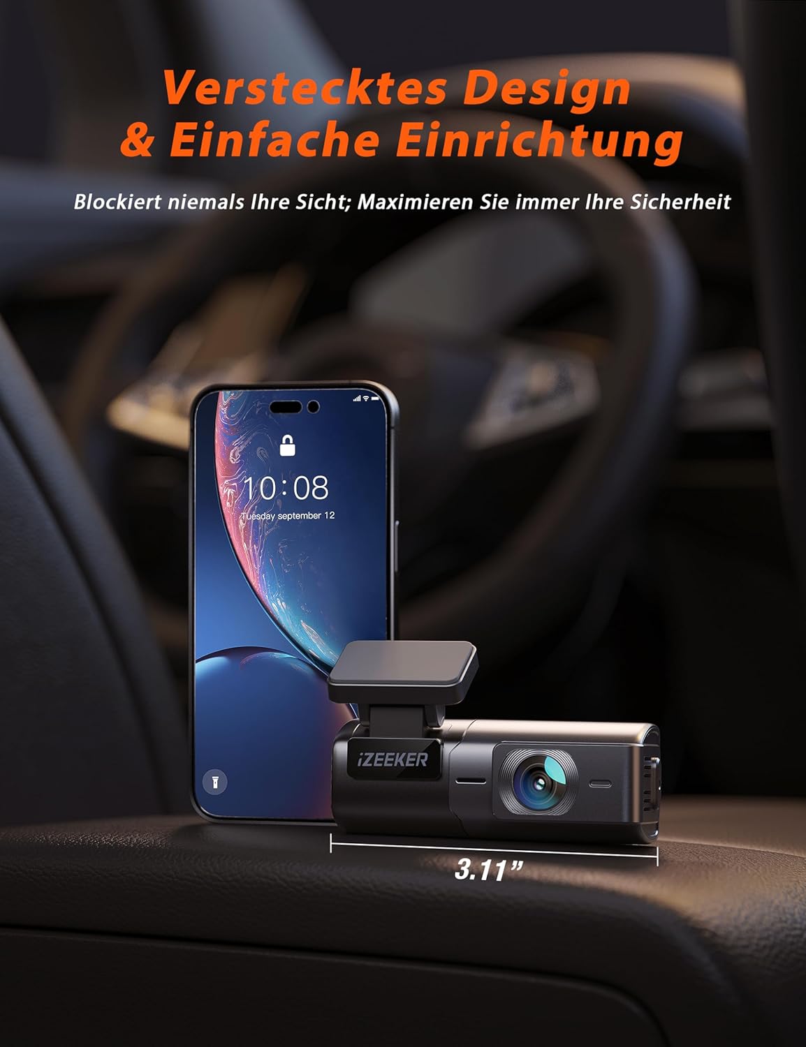 2,5K Dashcam mit WiFi und Nachtsicht