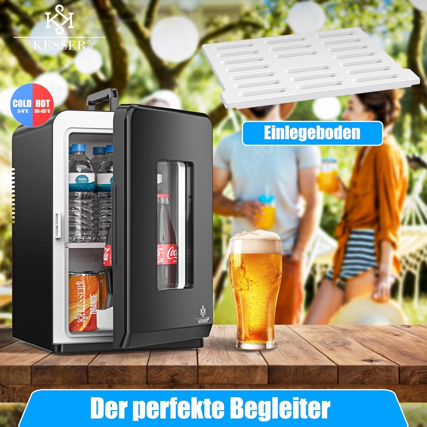 2in1 Mini Kühlschrank mit Kühl- und Heizfunktion, 15L Schwarz