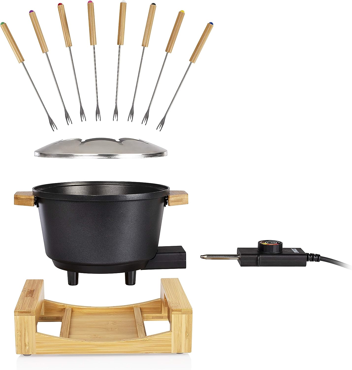 Fondue-Set, Bambus-Schwarz