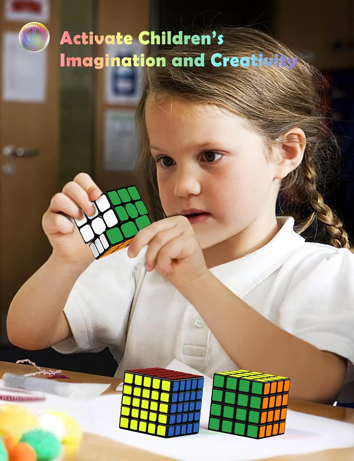 4-teiliges Zauberwürfel Speed Cube-Set, Sticker Cube