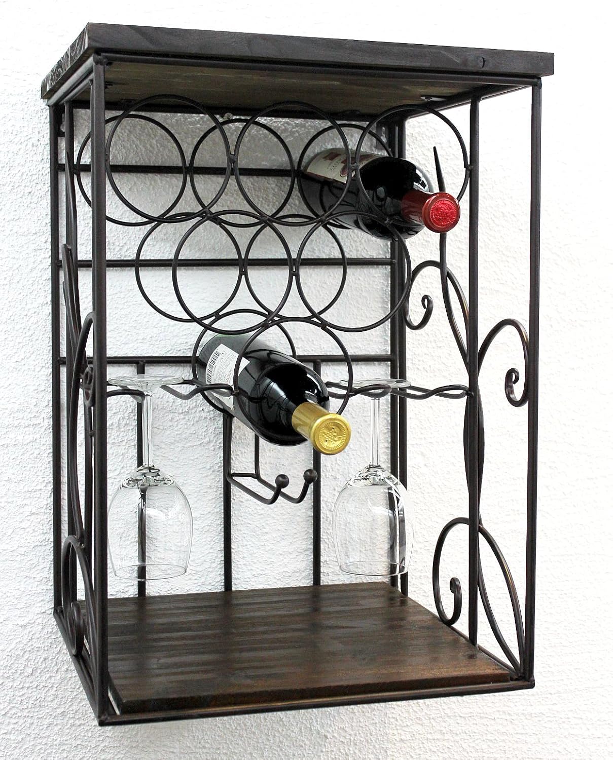 Weinregal mit Glashalter und Holzablage