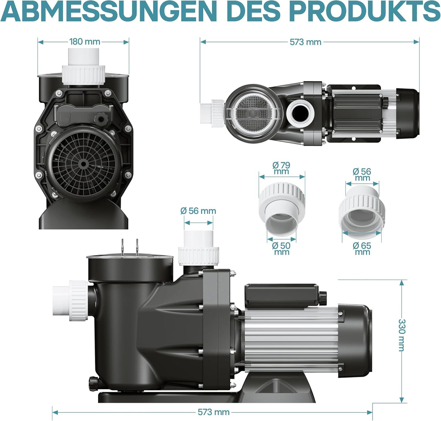 Poolpumpe, 19200 l/h 750W