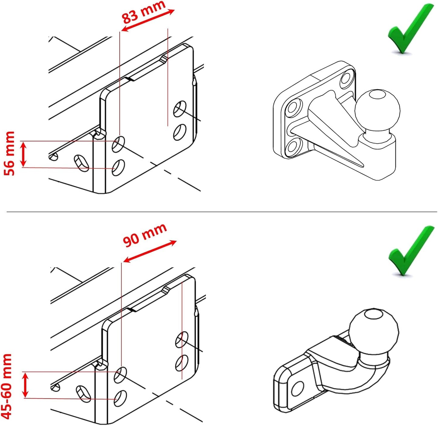 Adapter Verlängerung für Anhängerkupplung, 75 mm