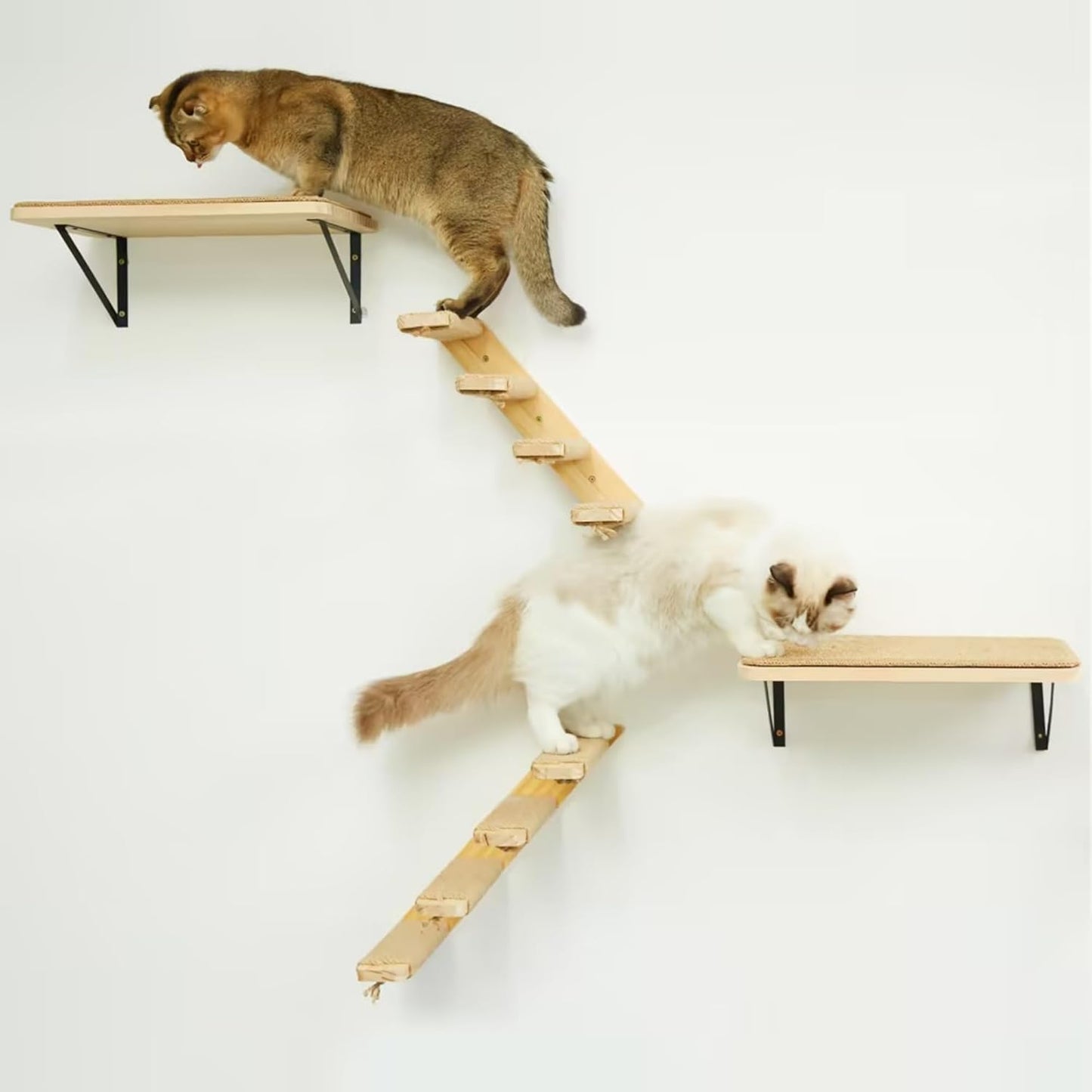 Kletterwand-Set für Katzen, 2PC Vier Stufen + 2PC Katze Wandregal
