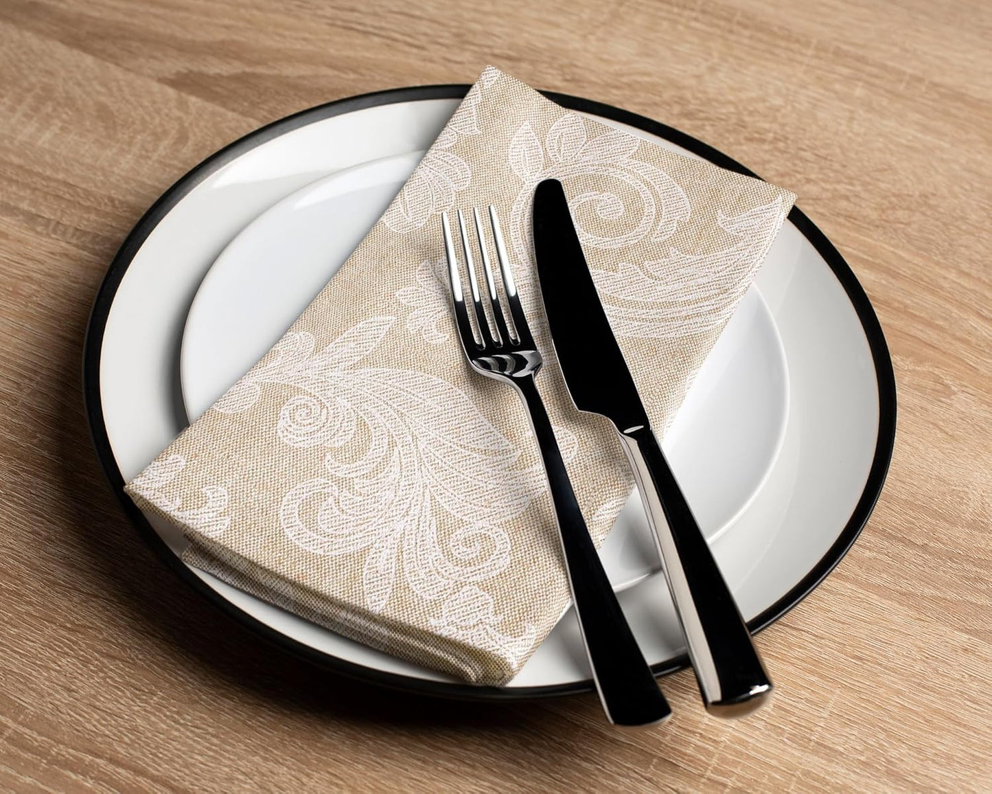12er-Set Esstisch-Servietten im Jacquard-Stil, 45 x 45 cm (12er Set) Beige