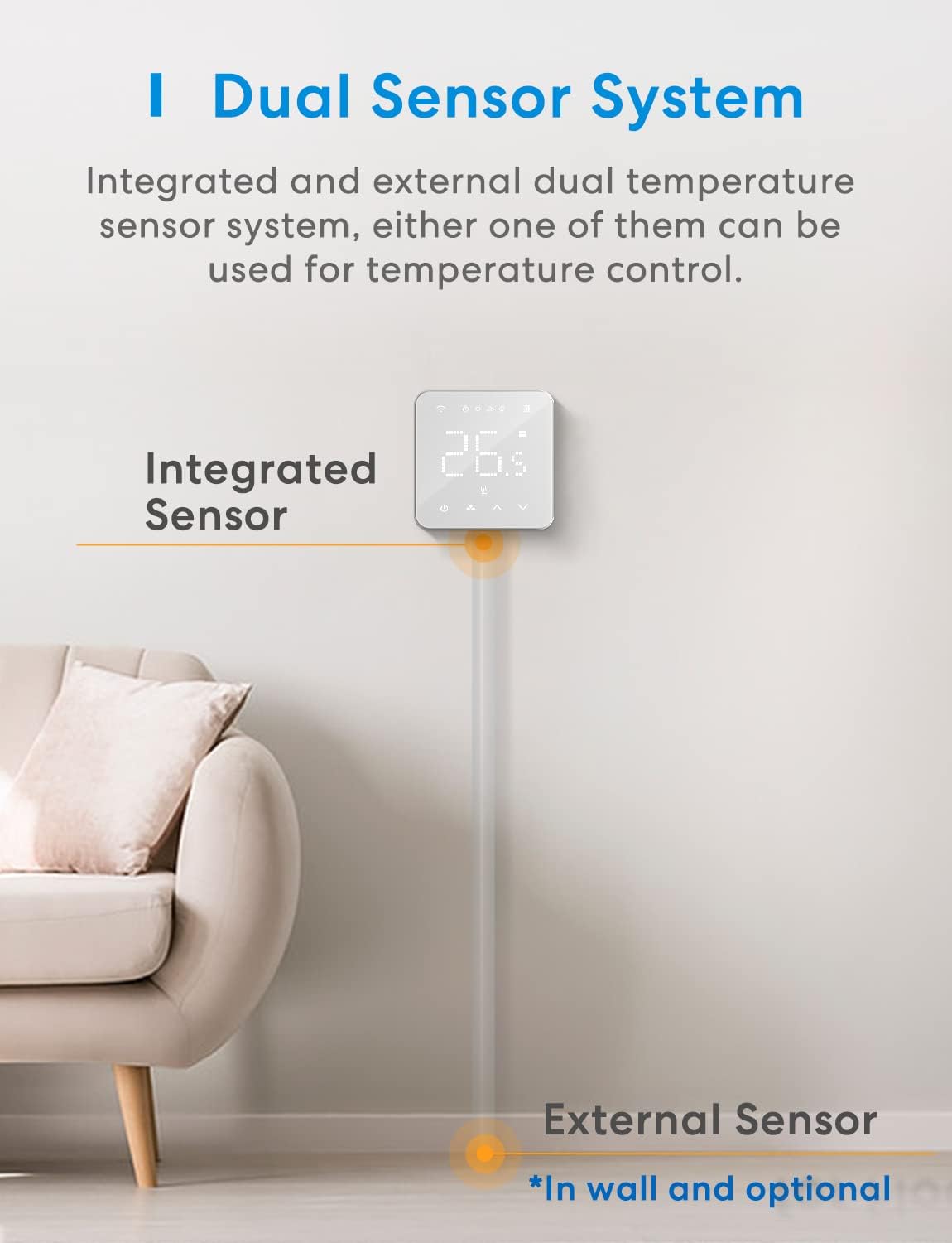 Smart Wi-Fi Thermostat MTS200HK, 16A Elektrische Fussbodenheizung Single