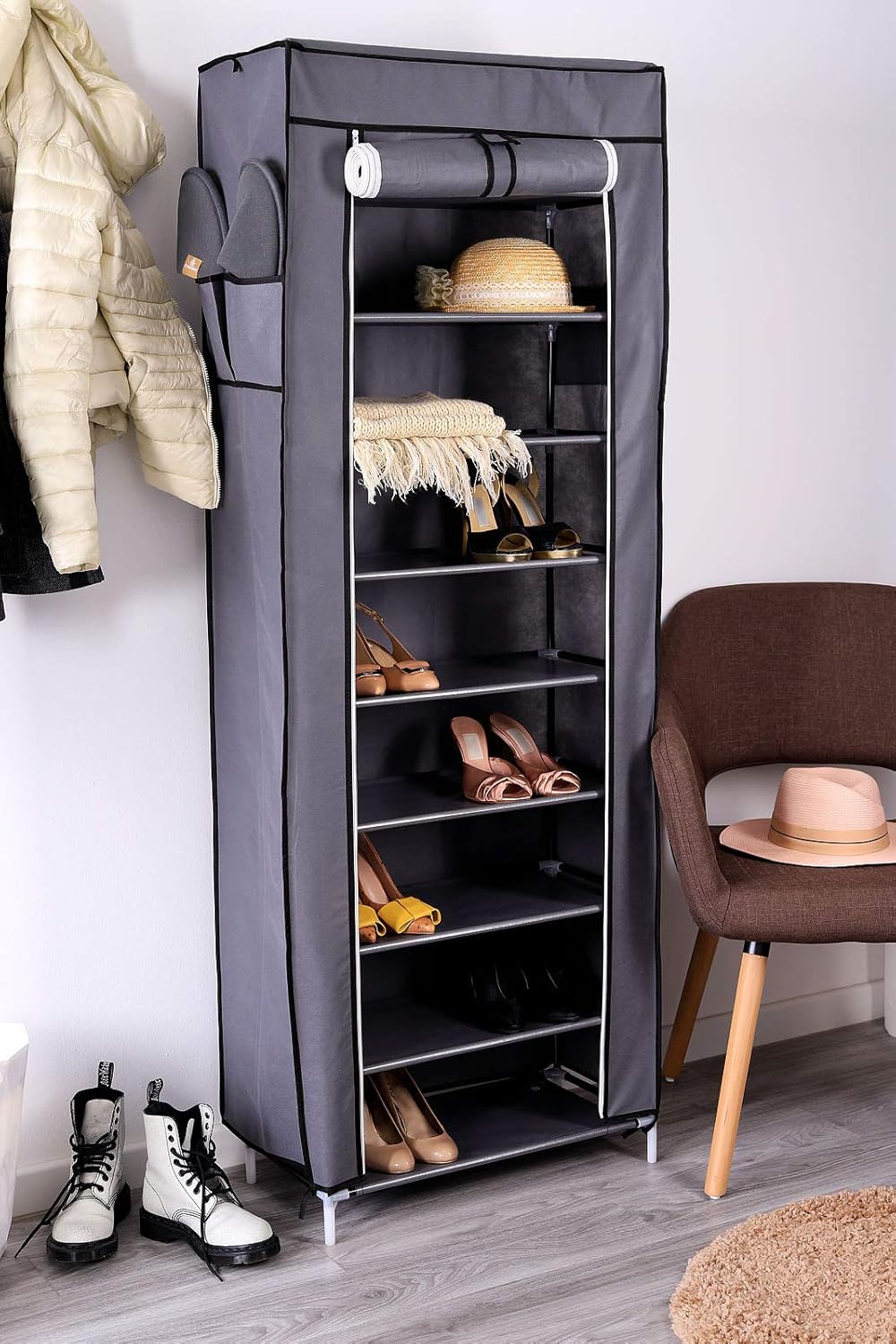 Faltschrank mit Vlieshülle (60x160x30 cm), Grau