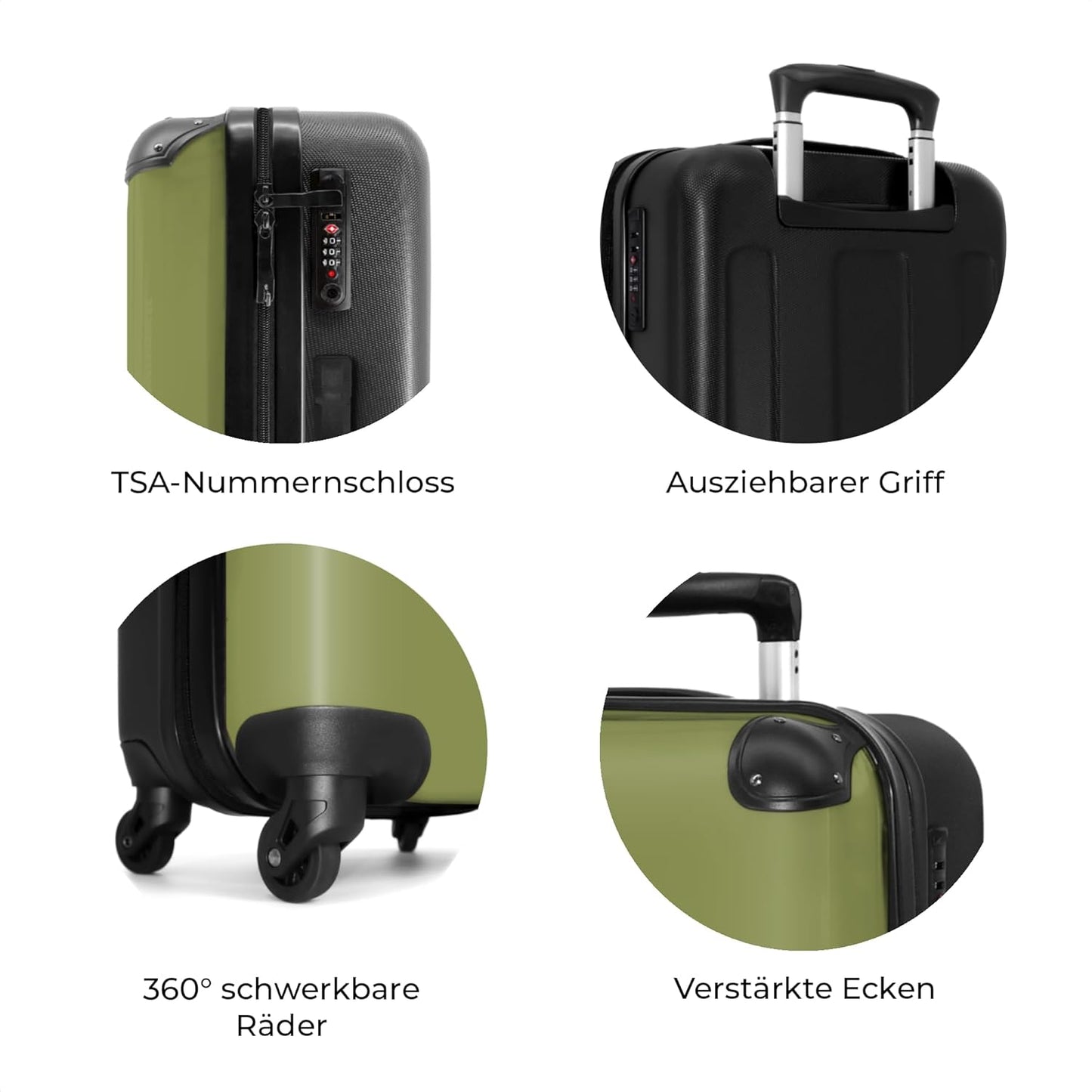 Hartschalen-Trolley mit 4 Rollen, mittelgross, Farbe - Grün Mittelgross