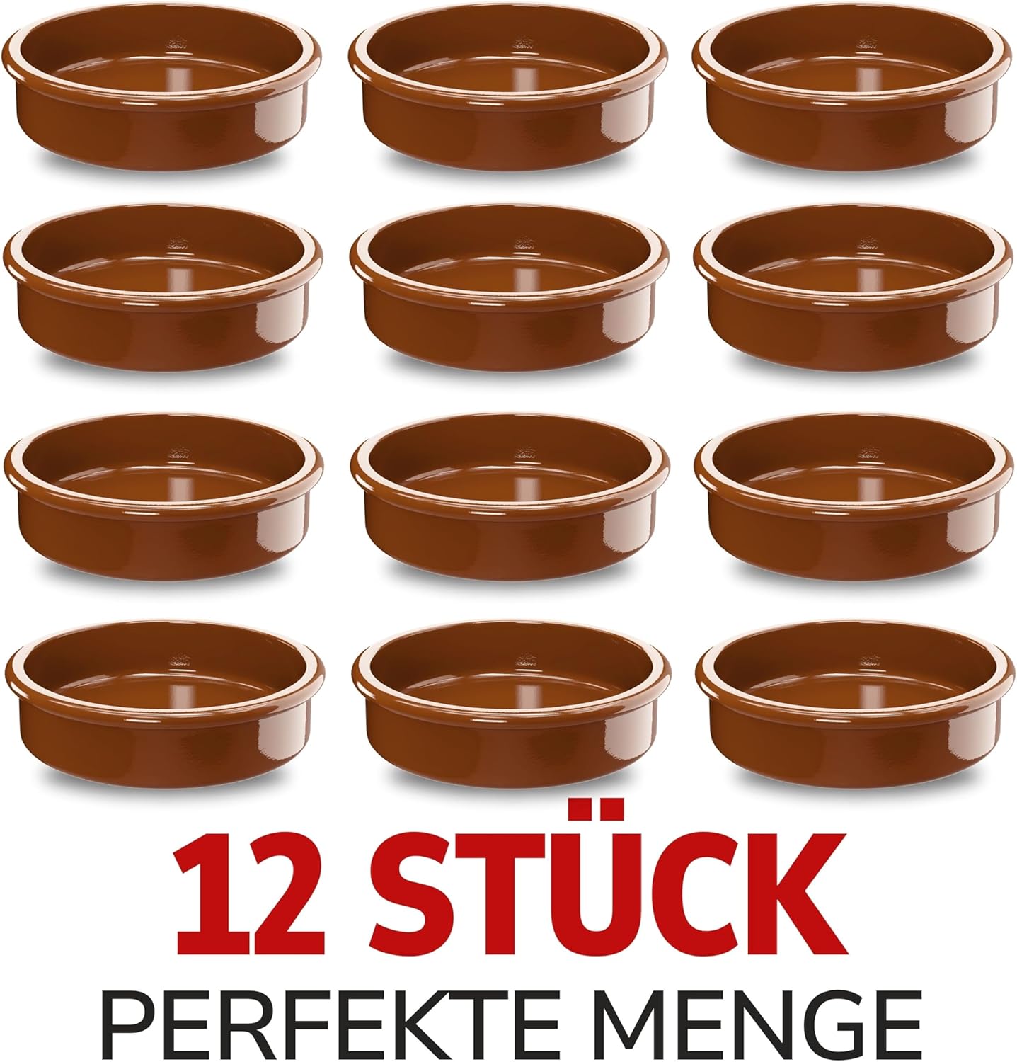 Tapas-Schalen-Set aus Ton (12 Stück), 12er-set Braun
