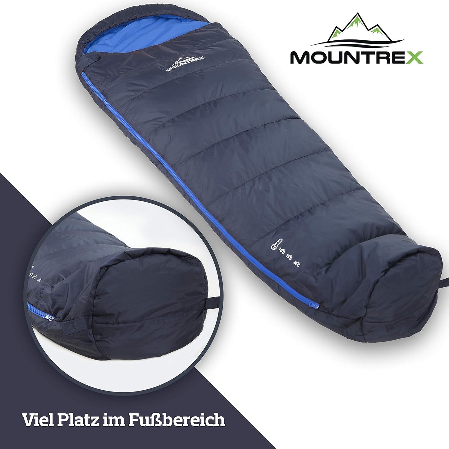 Ultraleichter Mumienschlafsack, Dunkelblau/Blau Sommerschlafsack