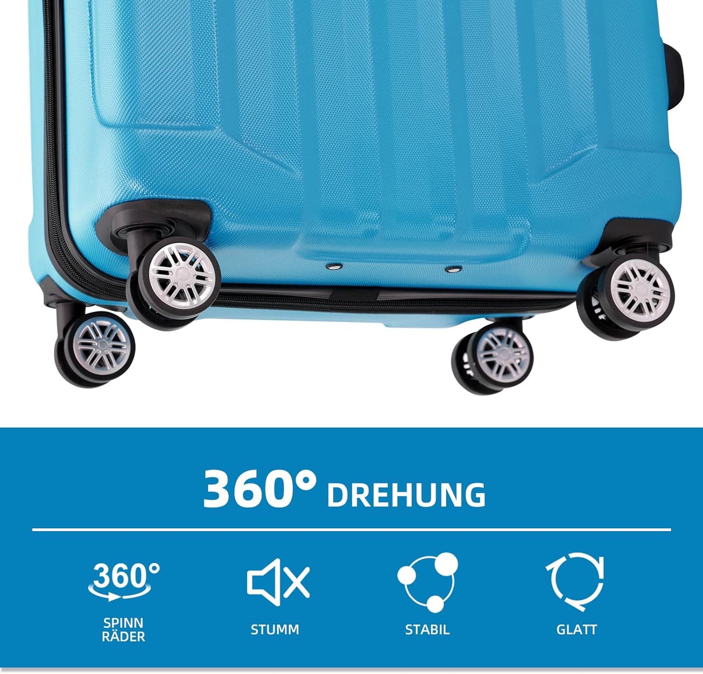 Reisekoffer mit Zwillingsrollen und TSA-Schloss, Turquoise L