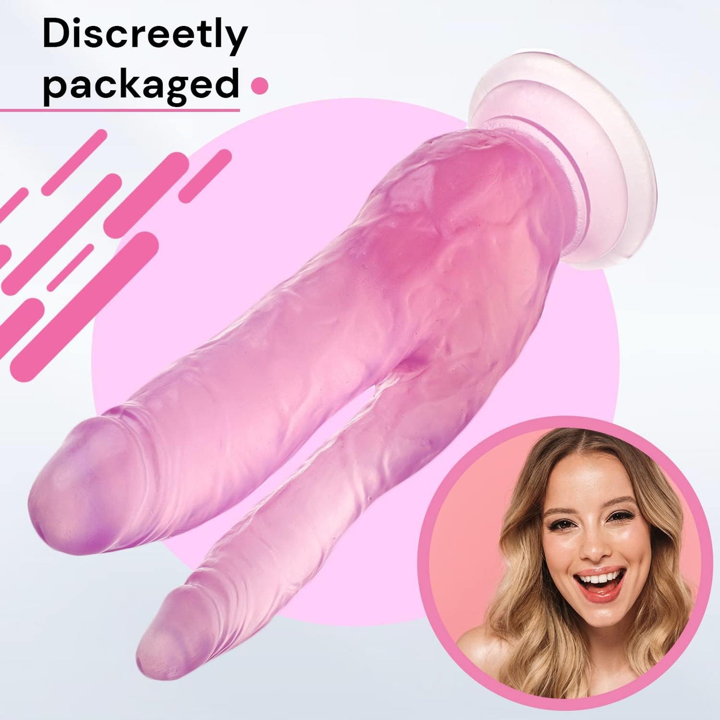 Doppeldildo mit Saugnapf, Rosa