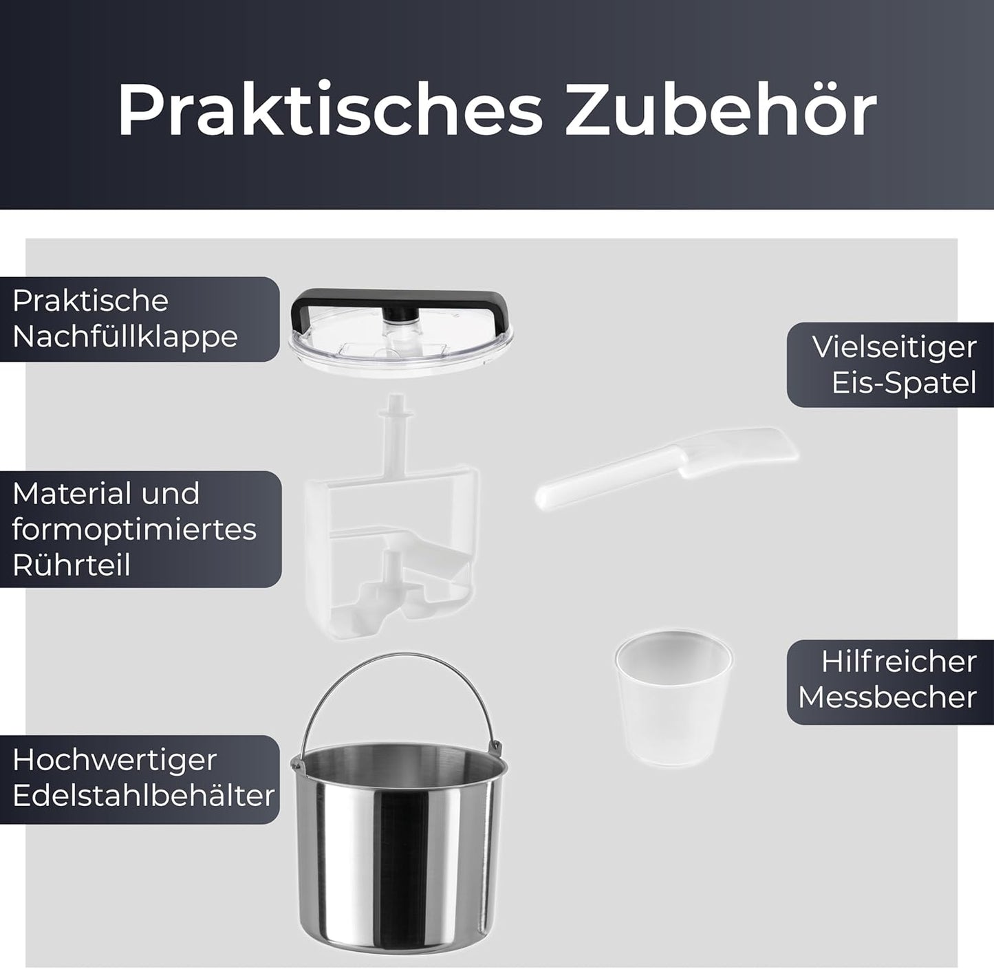 2-in-1 Eismaschine & Joghurtbereiter 2L, Edelstahl, 2L Pro Schwarz