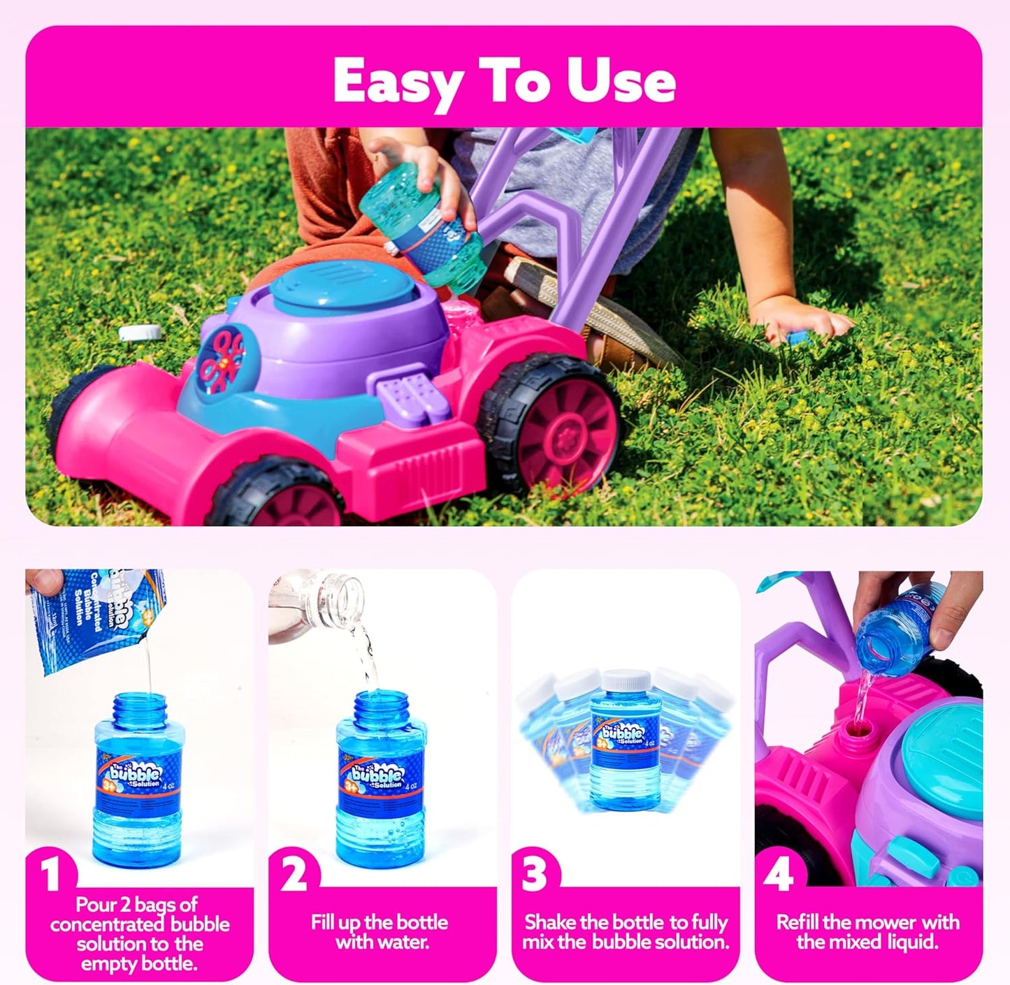 Seifenblasenmaschine für Kinder Outdoor-Spielzeug, Rosa