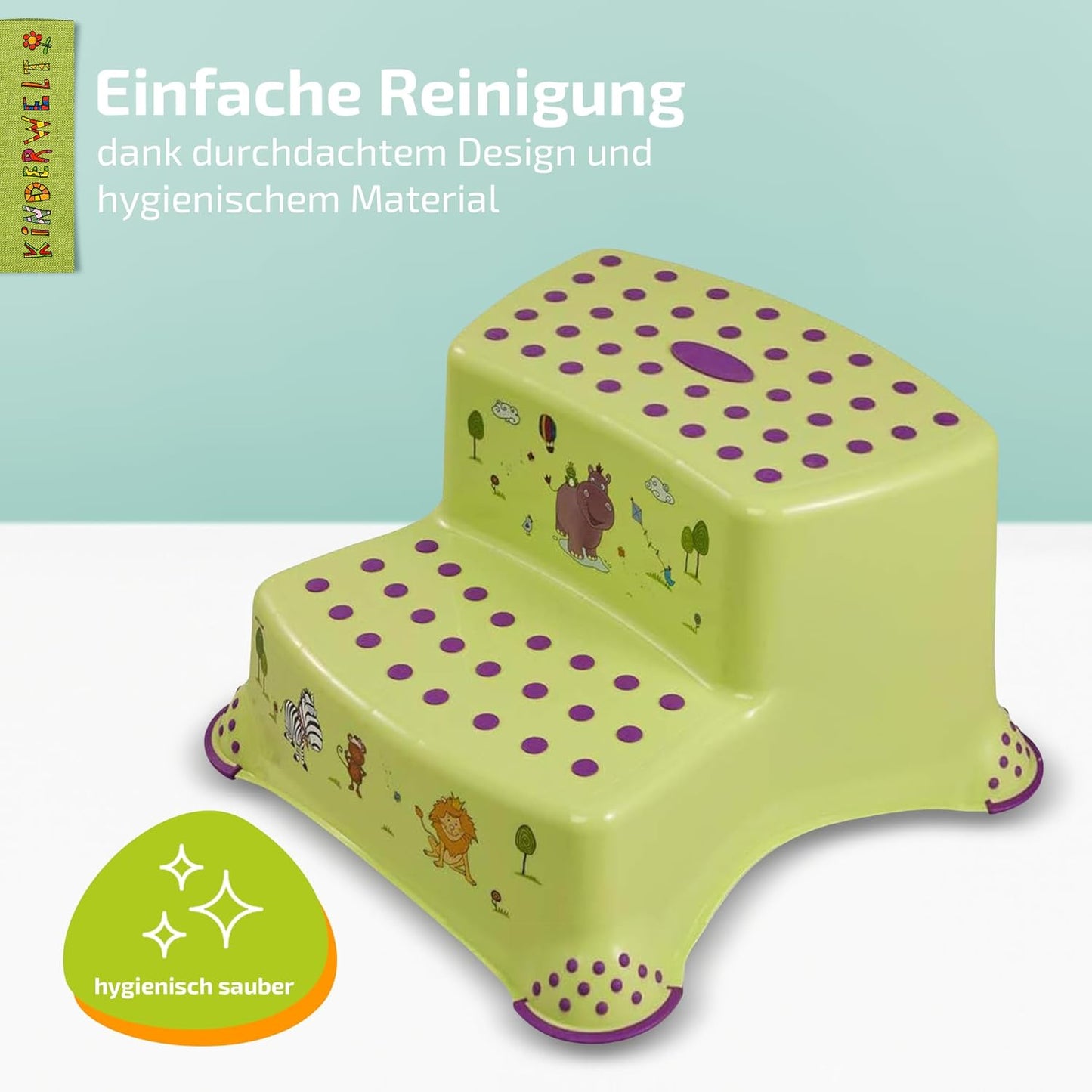 Zweistufiger Tritthocker für Kinder ab 3 Jahren, Hippo Grün