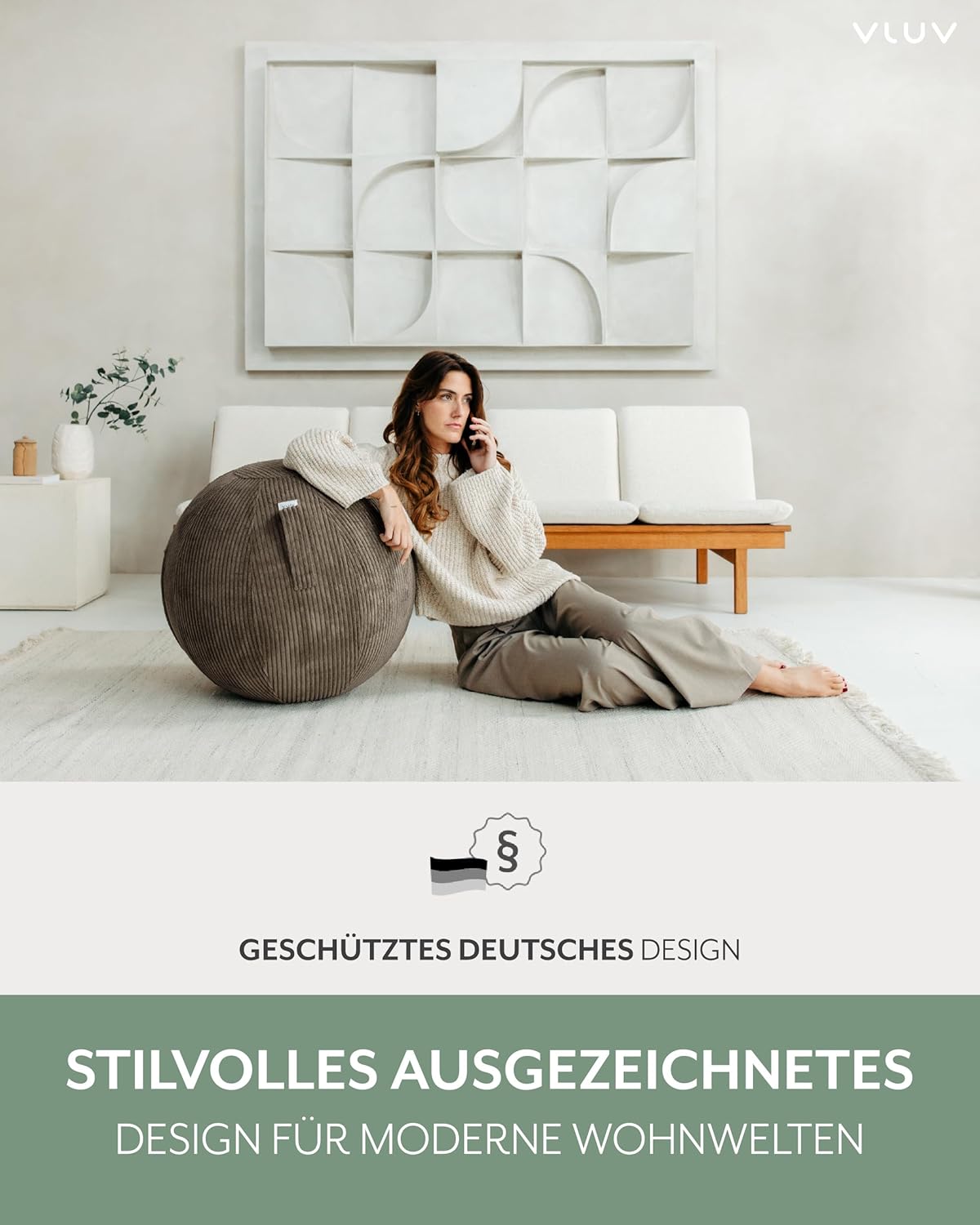 Ergonomischer Sitzball mit Tragegriff, 65 cm, Nougat 60 - 65cm