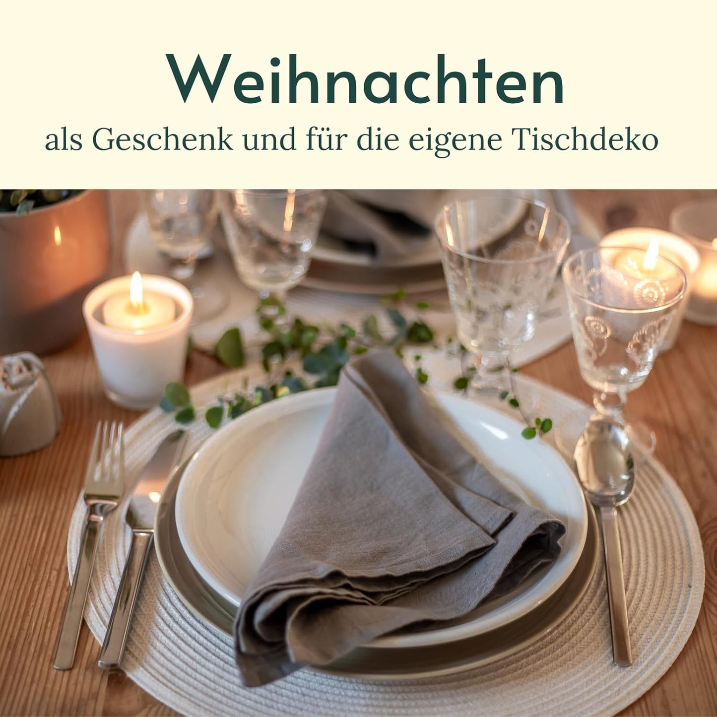 6er-Set Stoffservietten aus Leinen, Grau 6er Set Leinen