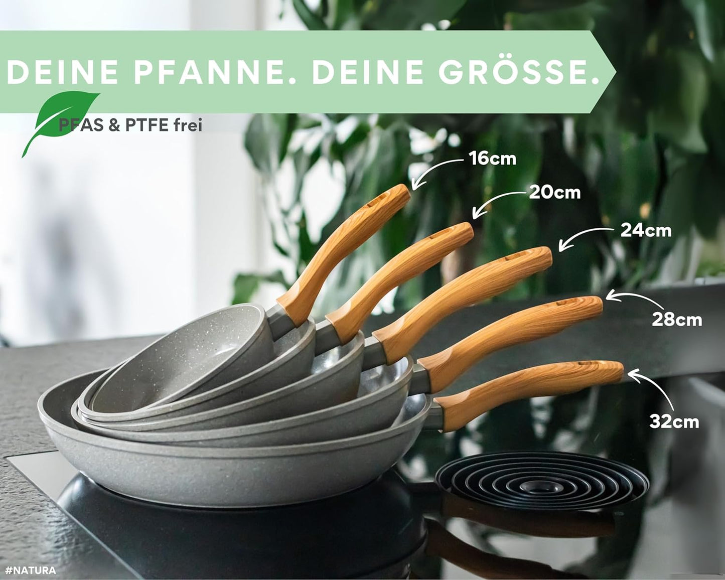 Keramikpfanne mit Beschichtung, 24 cm, Natura 24 cm