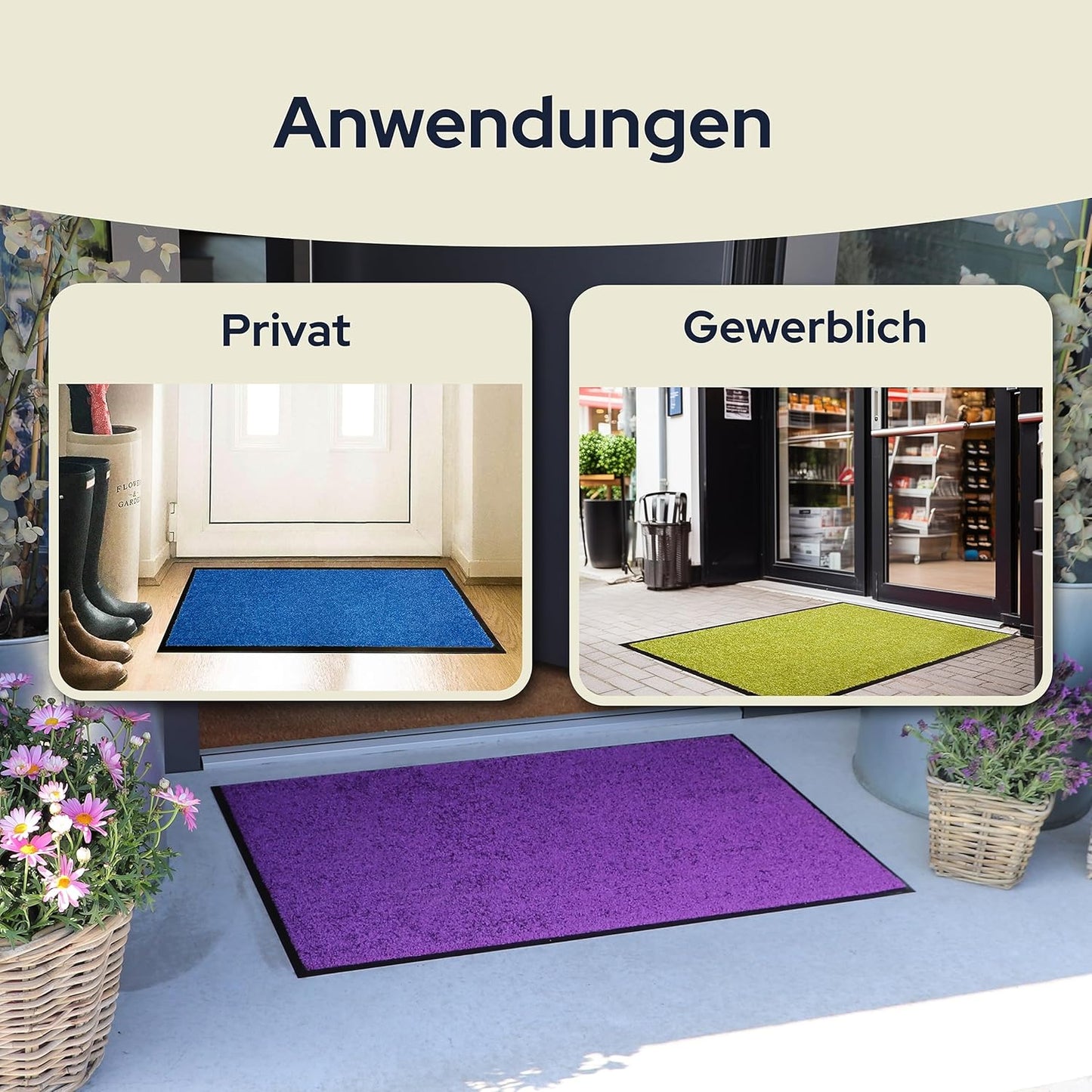 Schmutzfangmatte Clean für Innenbereich, 90 x 150 cm (Rechteckig) Beige