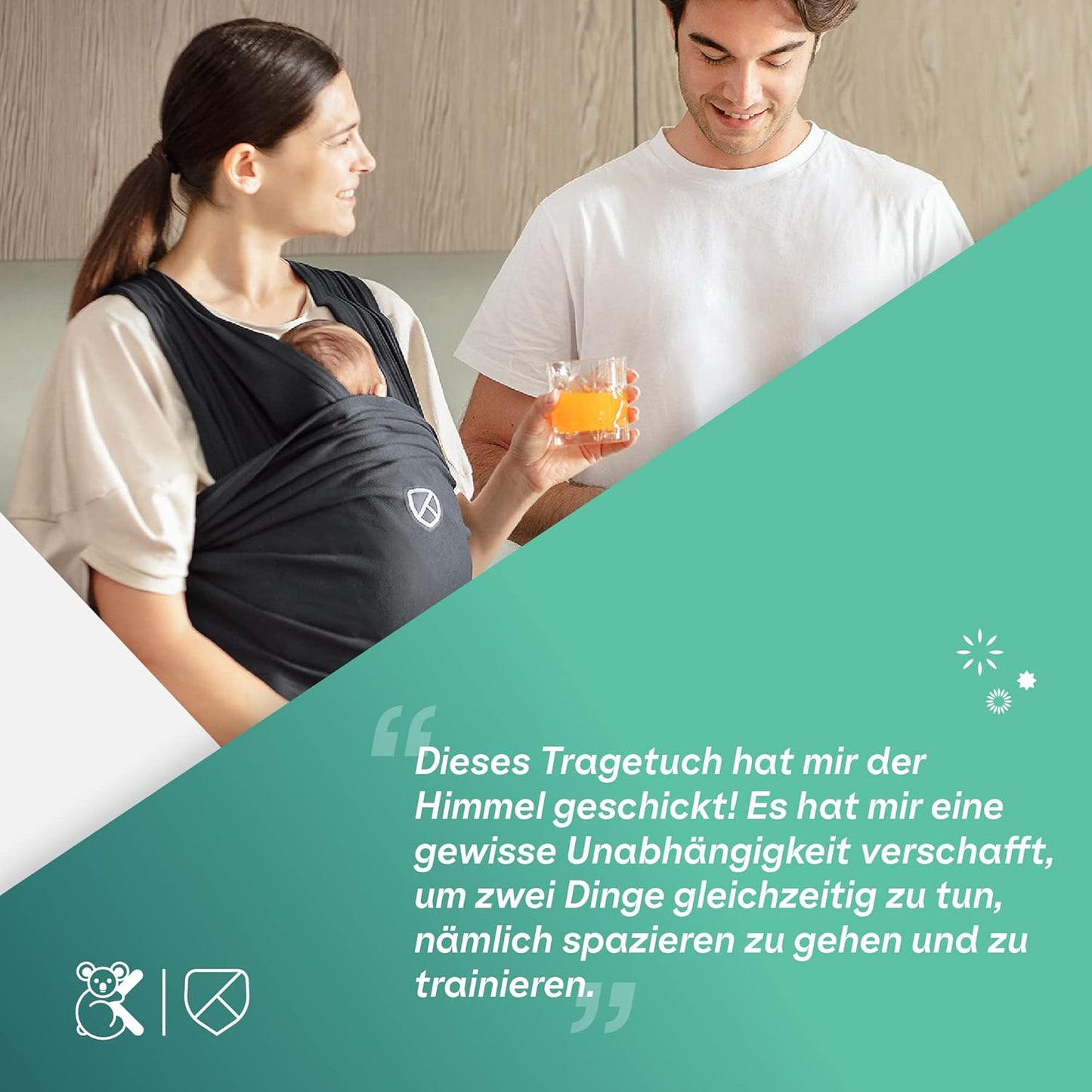 Elastisches Babytragetuch, Grau 30 cm x 30 cm x 15 cm