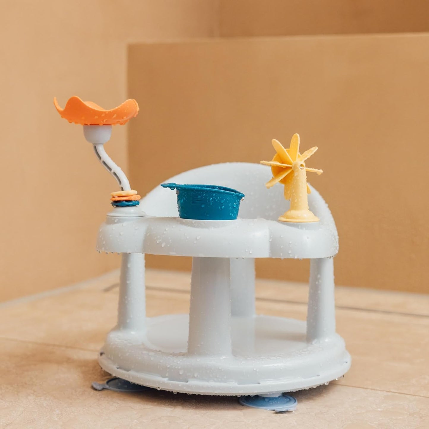 Drehbarer Badewannensitz mit Spieltisch, Verspielter drehbarer Badewannensitz Blau
