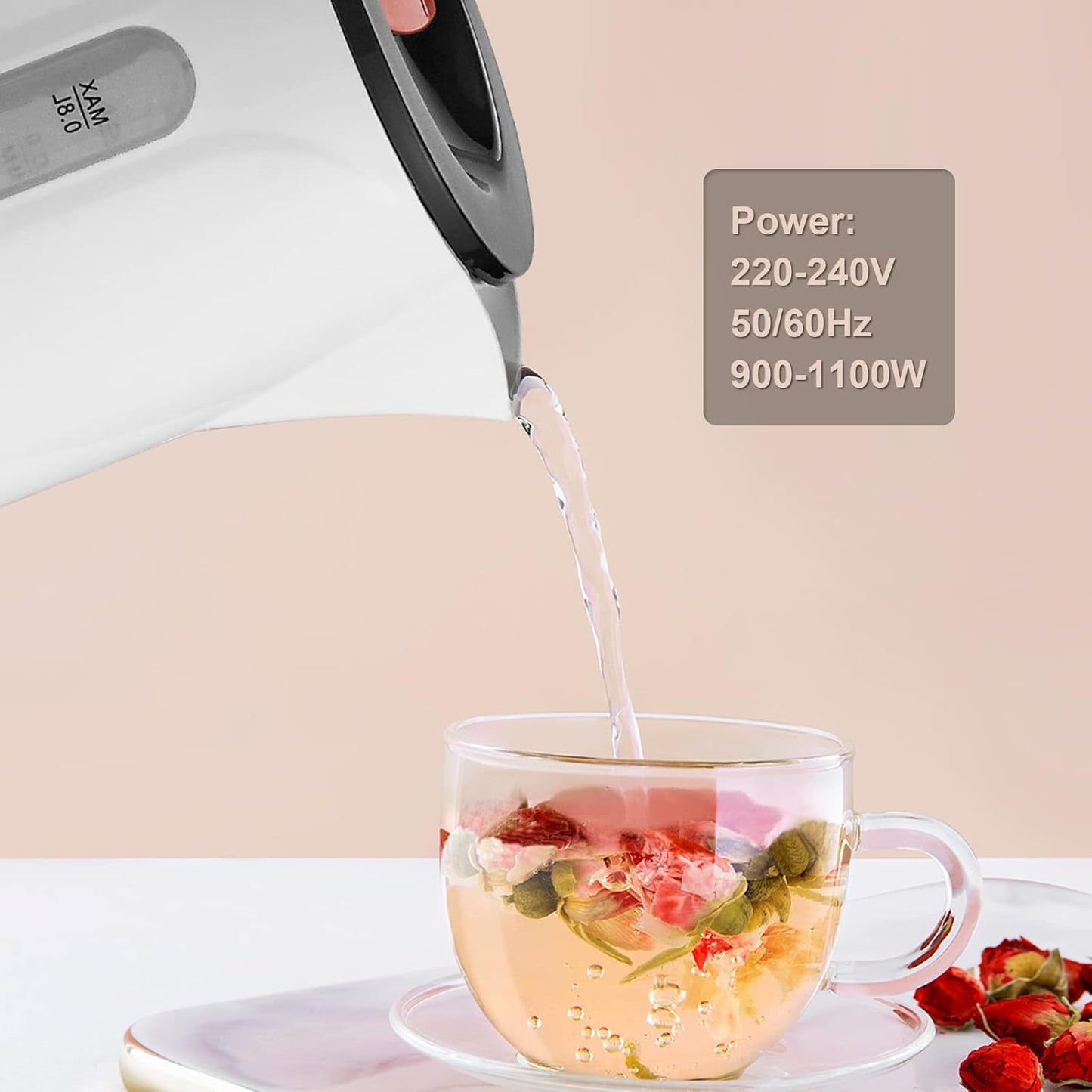 Kleiner Elektrischer Wasserkocher mit Kalkfilter (0,8L), Kunststoff 0.8L