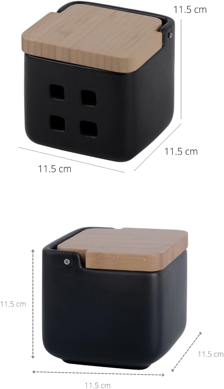 Küchenzubehör-Set mit Salzstreuer & Knoblauchdose, Set 2, Schwarz