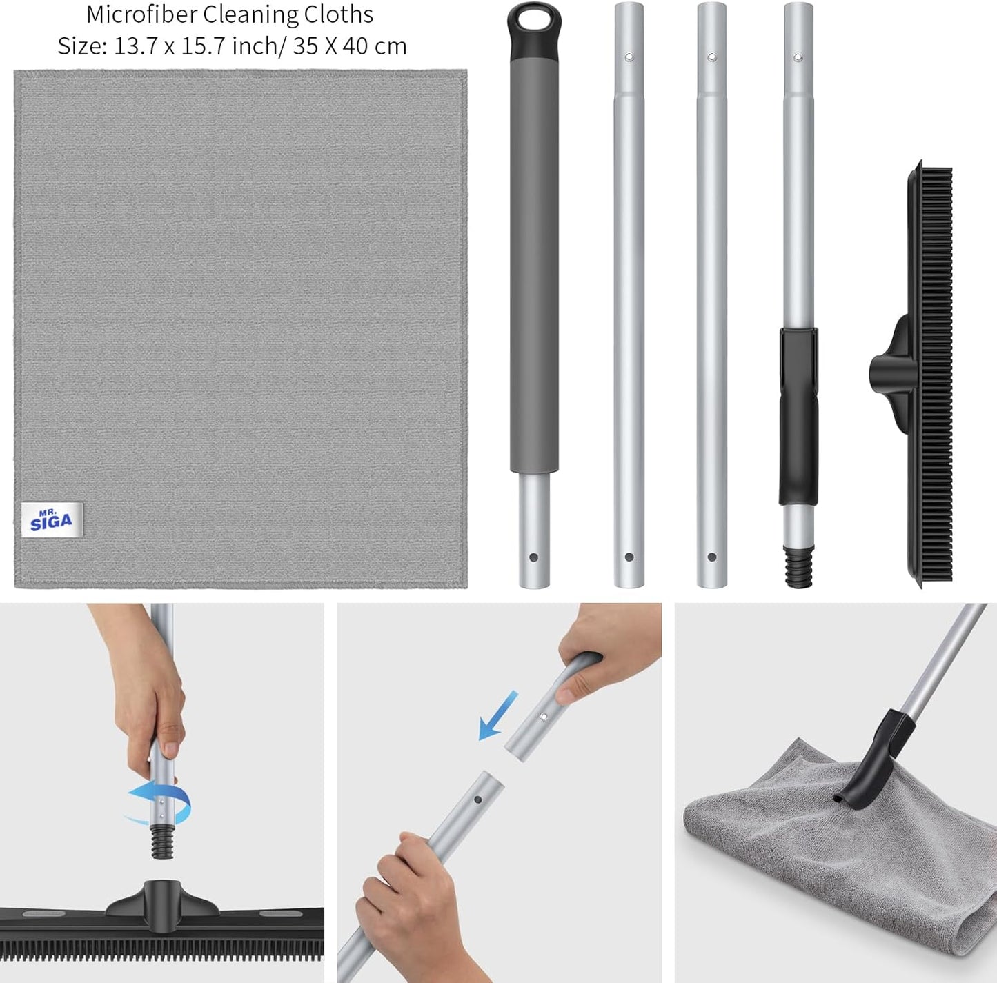 Gummibesen 3-in-1 mit Abzieher und Mikrofasertuch