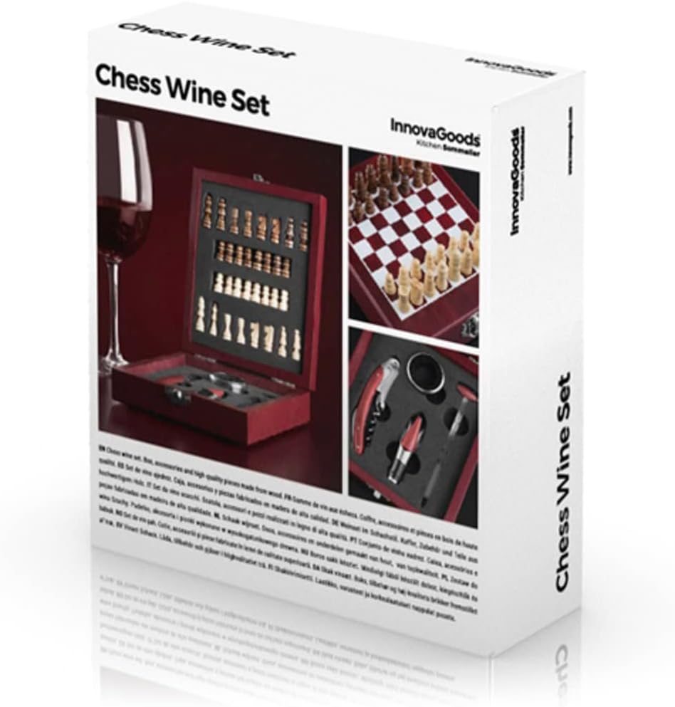 Weinzubehörset mit Schachspiel, Braun Einheitsgrösse