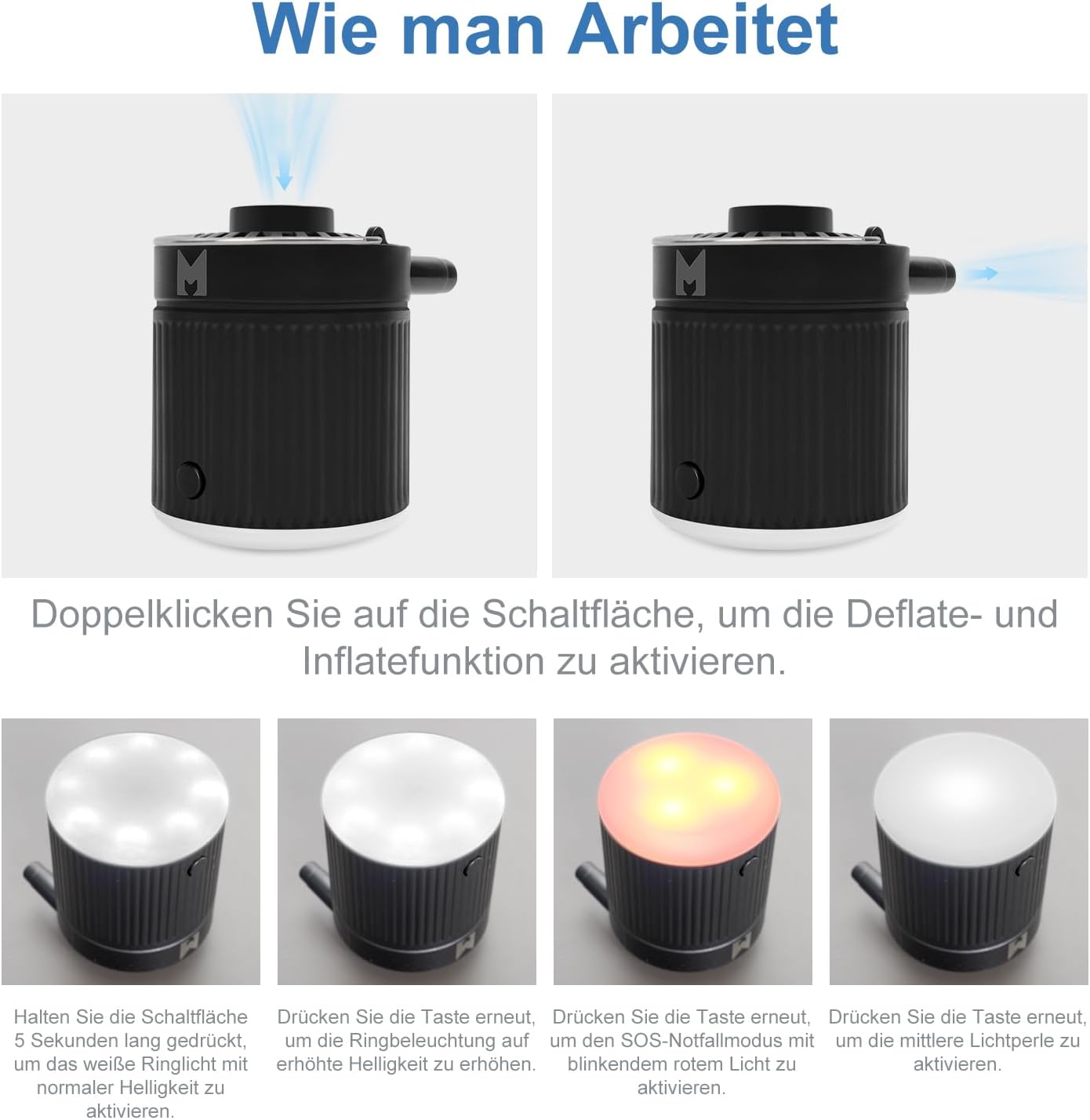 Tragbare elektrische Luftpumpe, Schwarz