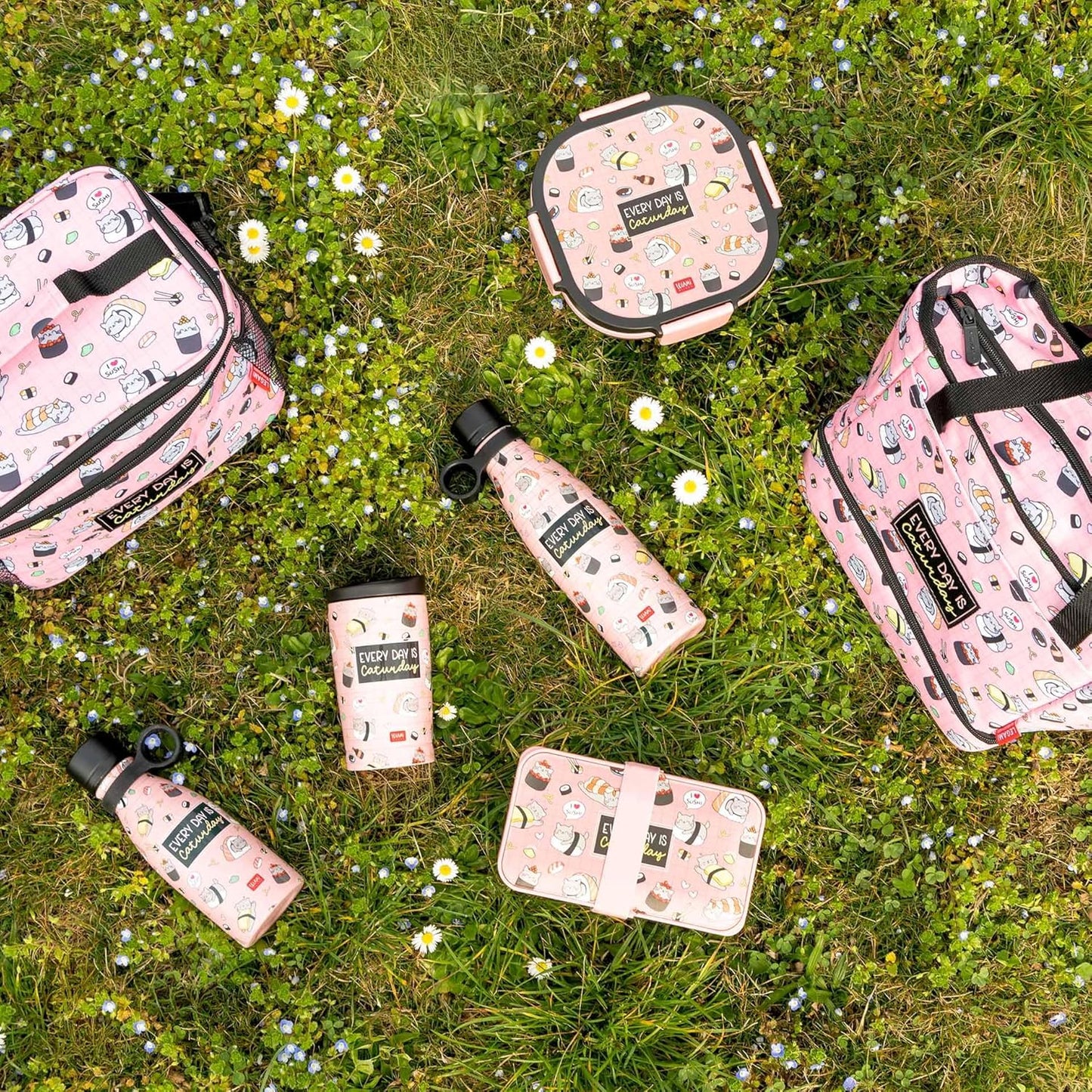 Lunchbox mit Tablett & Gewürzbehälter (1700 ml), SUSHI CAT