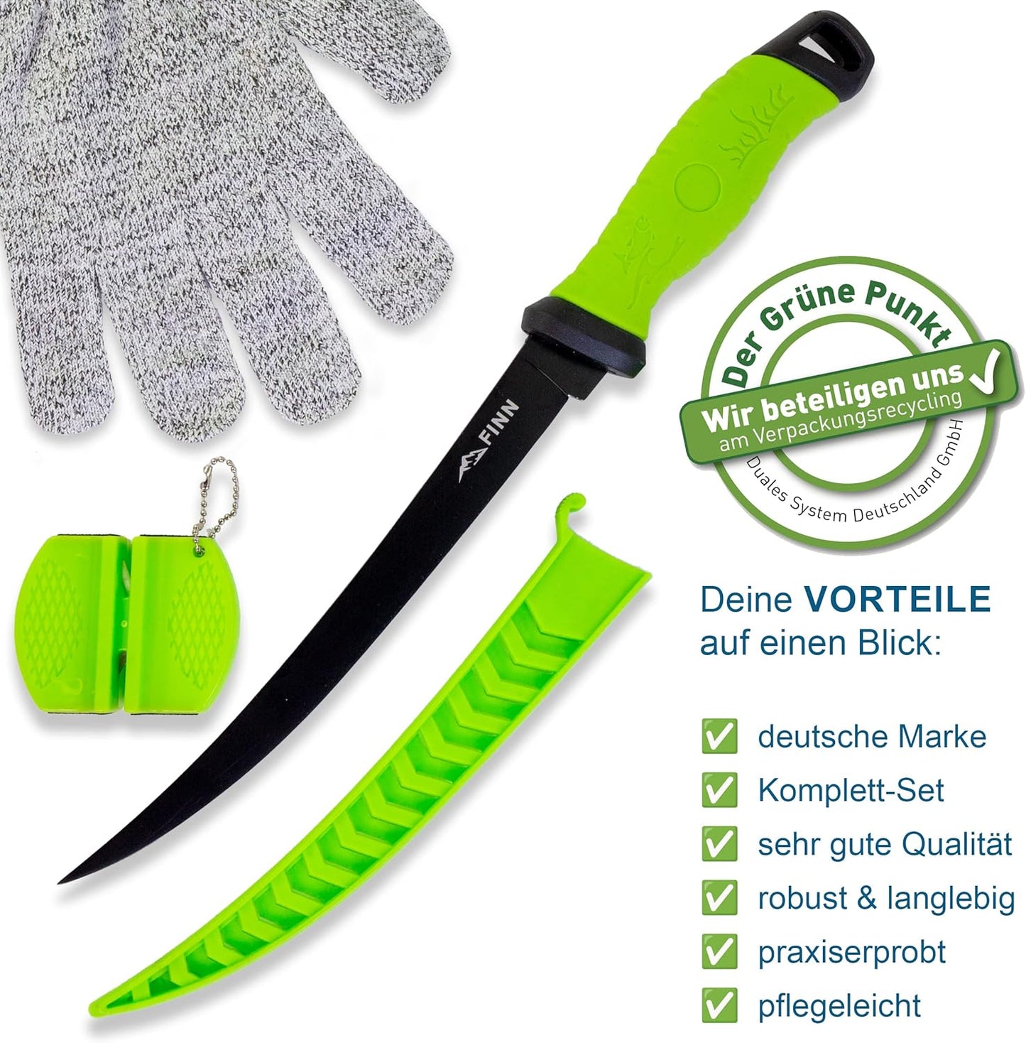 Filetiermesser-Set, grün