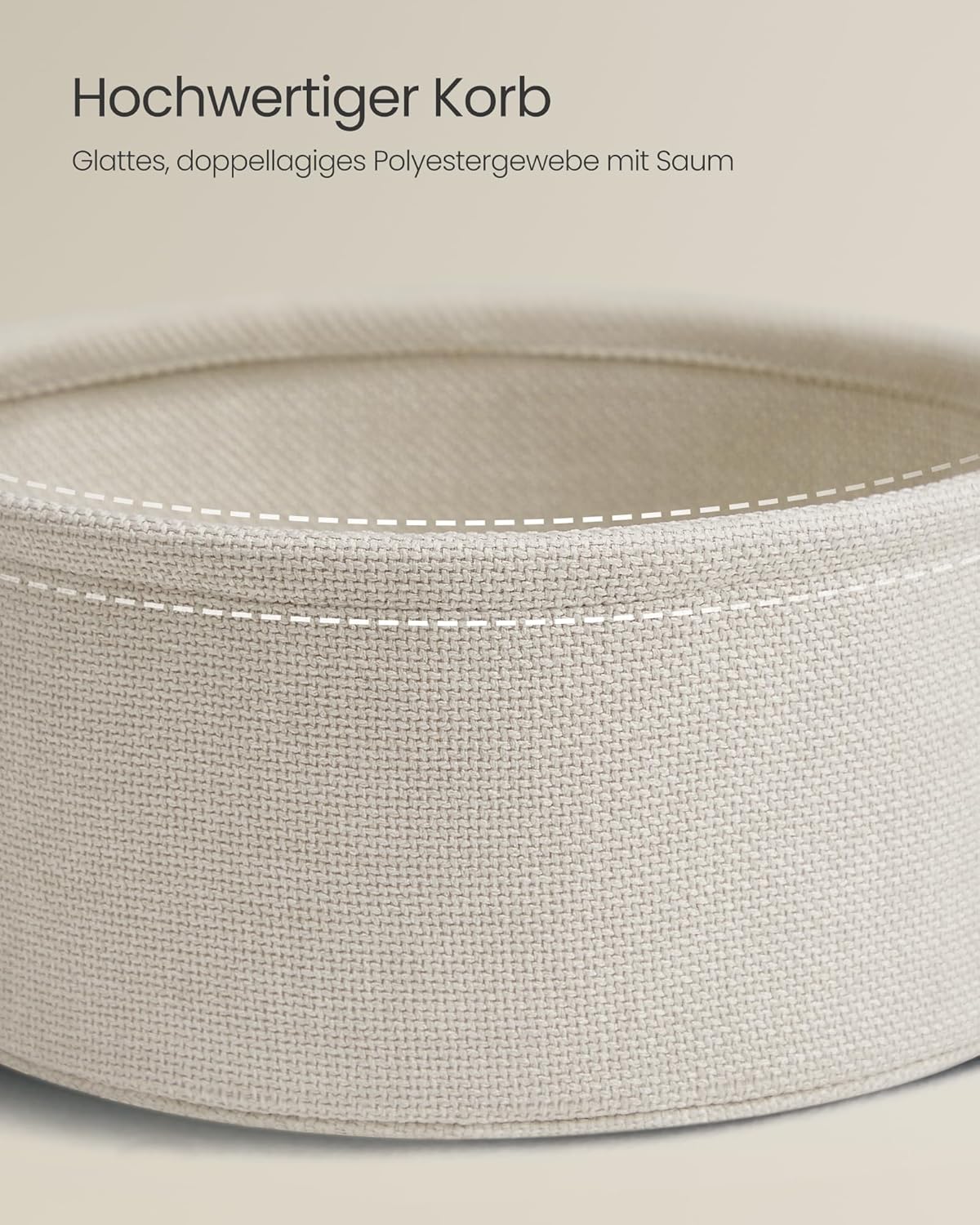 Runder Beistelltisch mit Steckdose und Stauraum, Naturbeige + Cremeweiss
