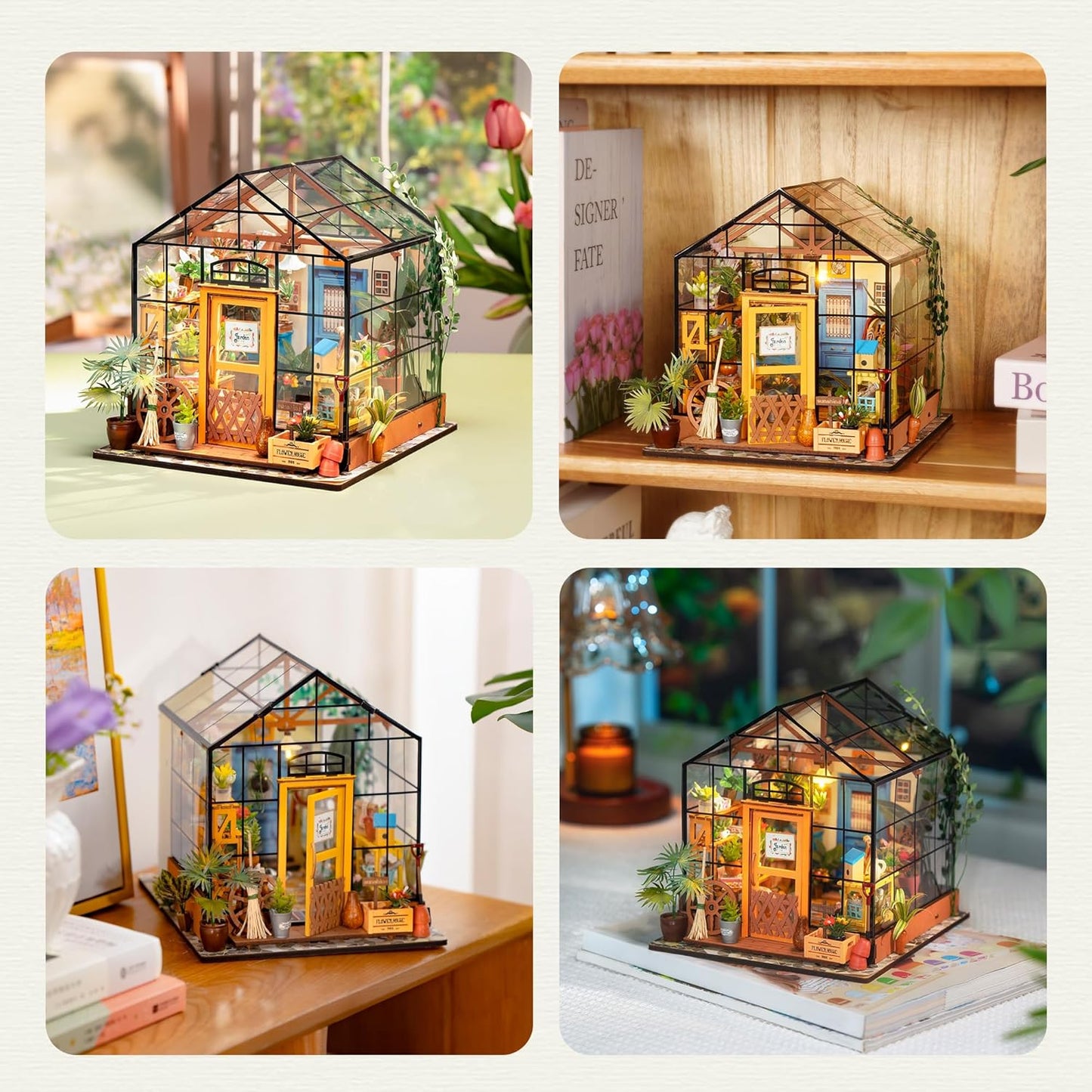 DIY Miniatur Blumenhaus mit LED-Licht, Blumenhaus