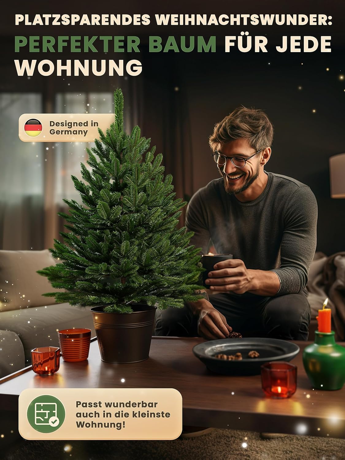 Künstlicher Weihnachtsbaum mit LED (40 cm), 40 cm Mit Beleuchtung