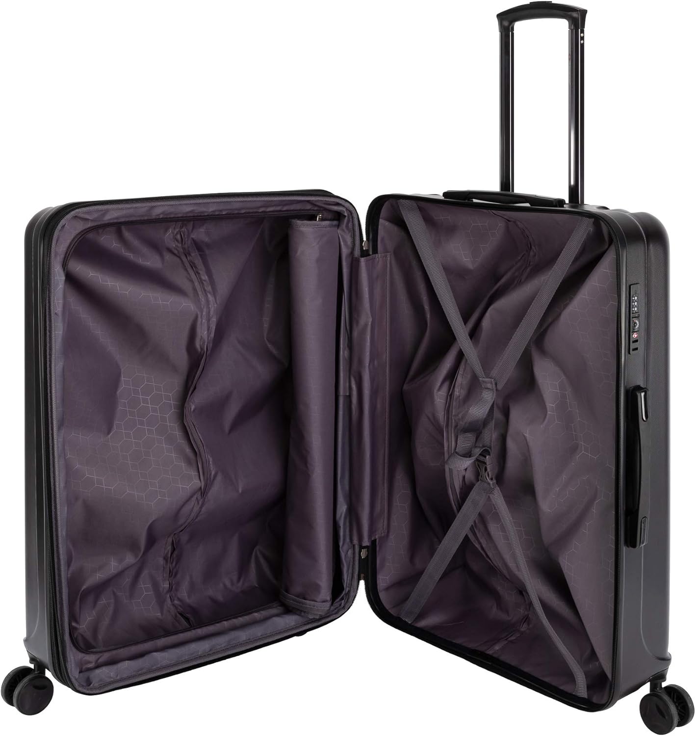 Erweiterbarer Hartschalen-Trolley Porto, Schwarz / Grosser Koffer
