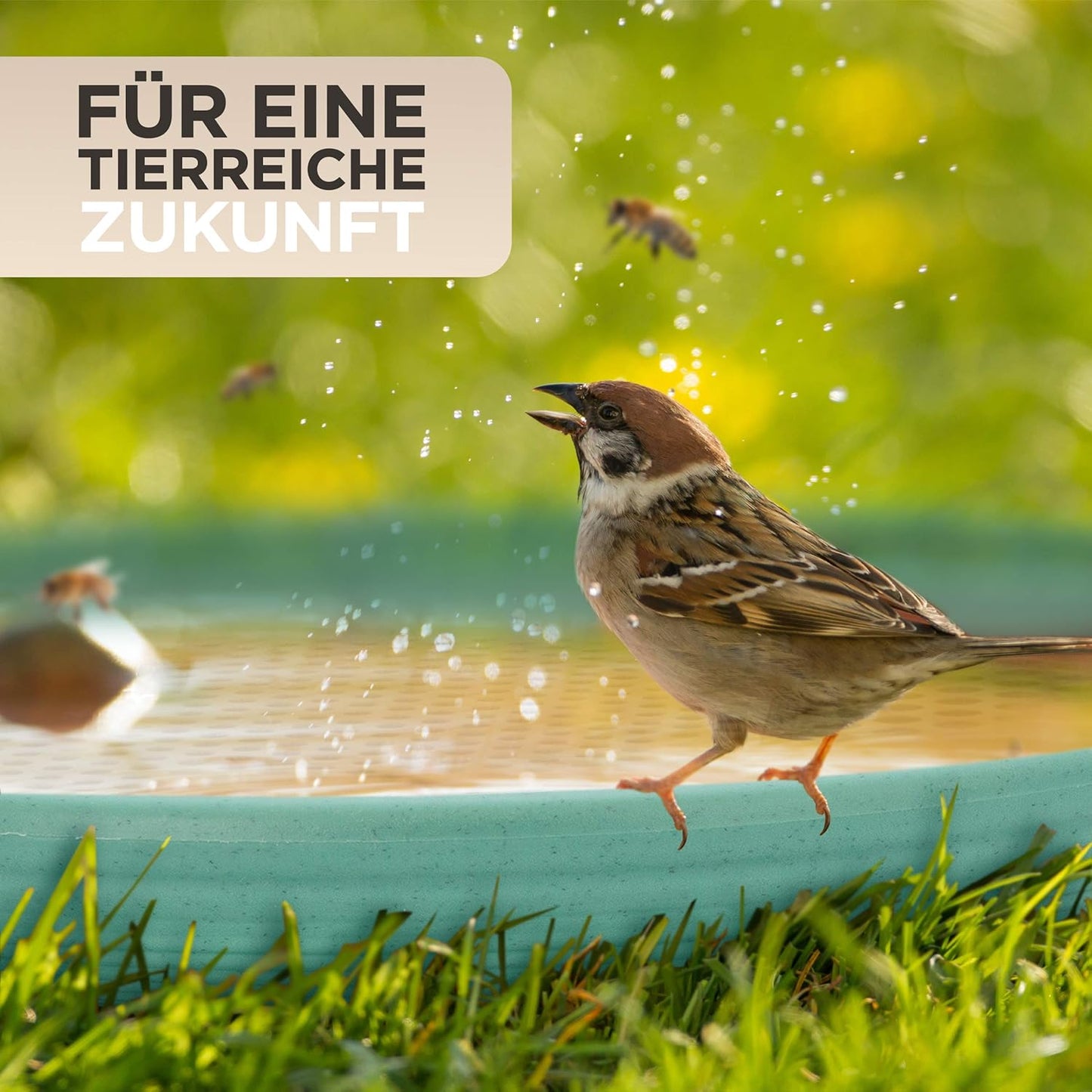 Vogeltränke und Insektentränke stehend, frostsicher, smaragdgrün