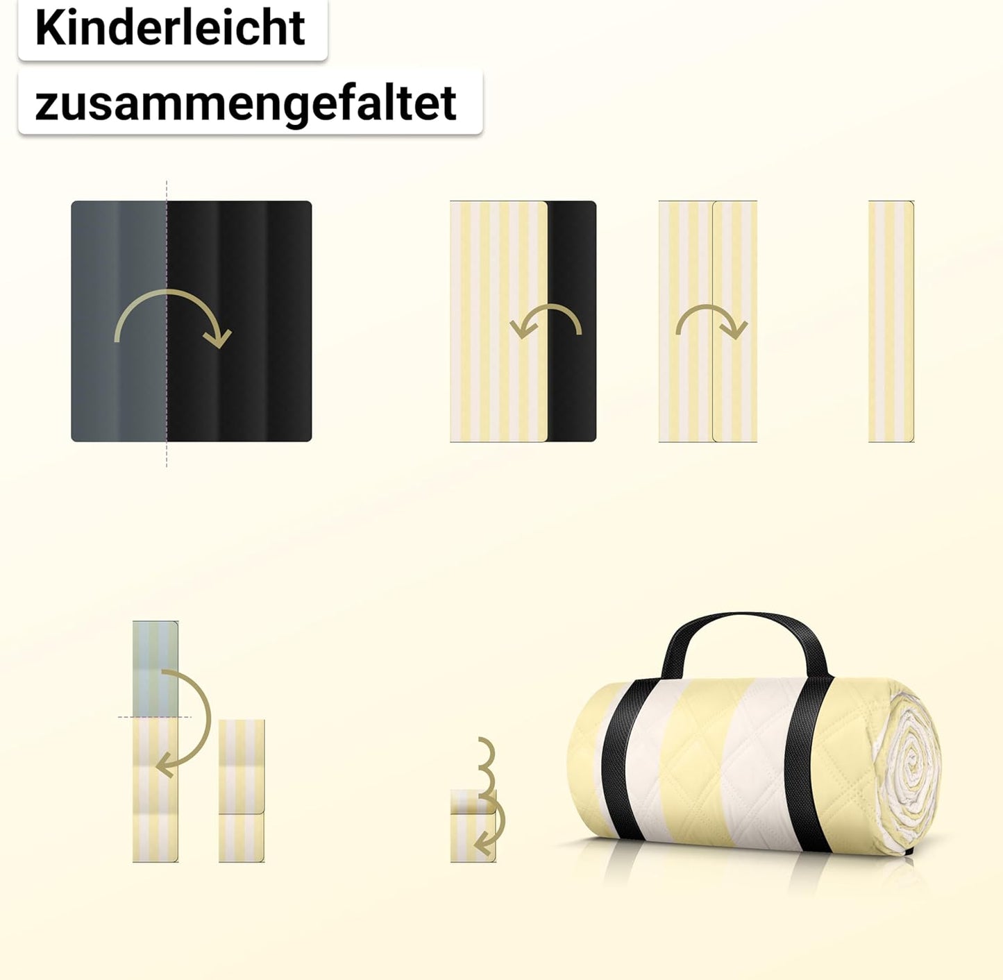 Picknickdecke, Gelb - Ivory