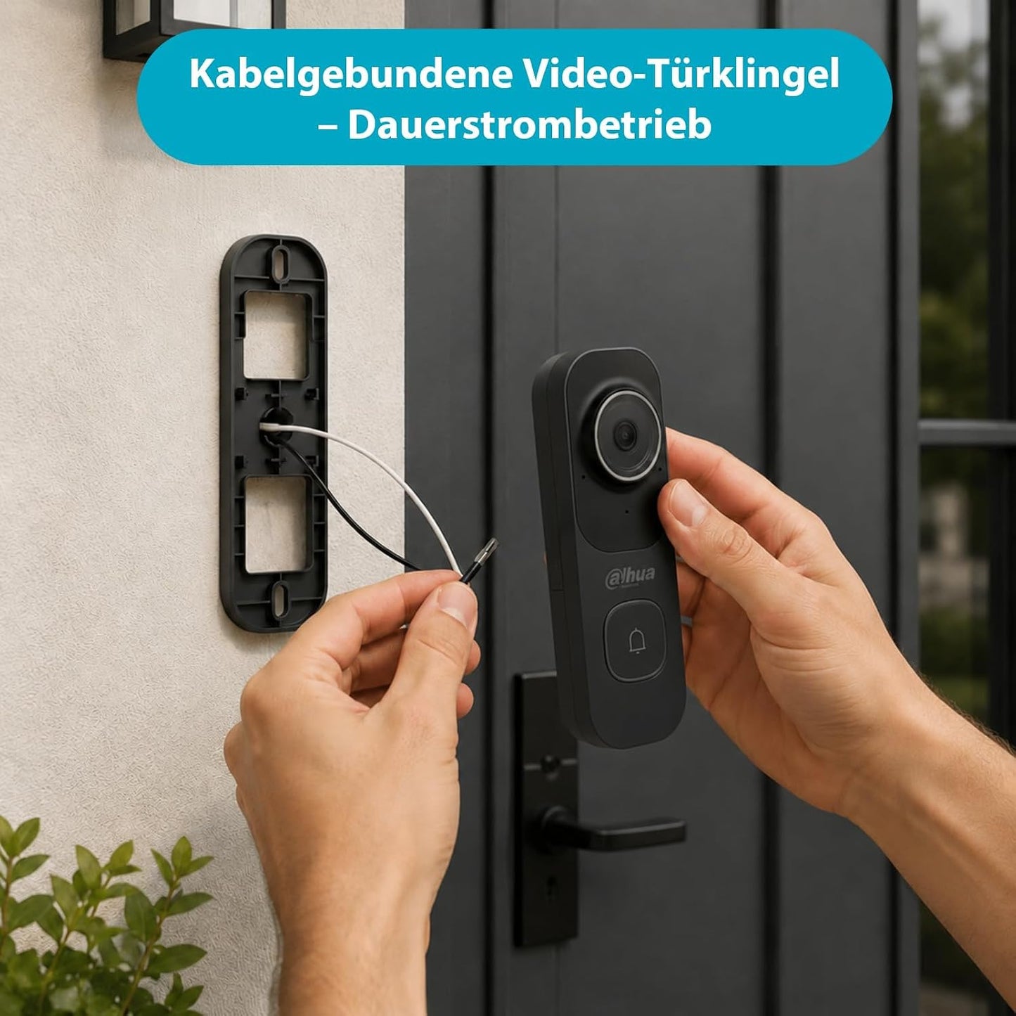 DH-DB41AB Video-Türklingel mit 2K-Kamera und KI-Erkennung, Schwarz Videotürklingel