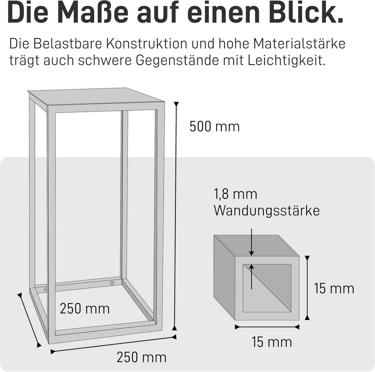 Quadratischer Blumenständer, H70 cm Weiß