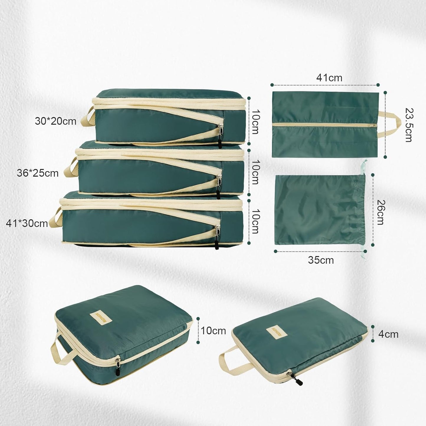 Koffer-Organizer Kompressions-Set, 4.875 litri Grün