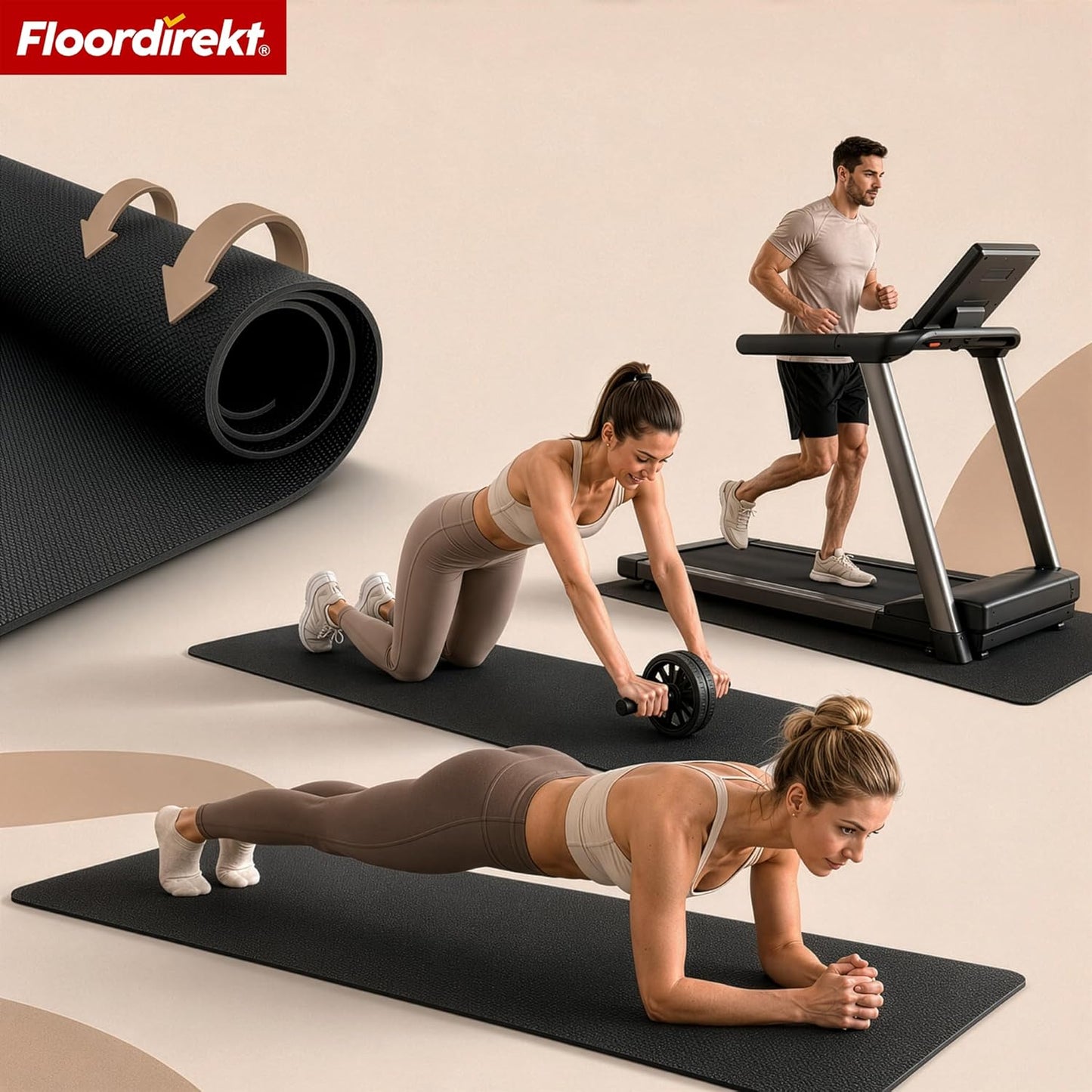 Bodenschutzmatte für Fitnessgeräte 200×90 cm, schwarz 200 × 90 cm