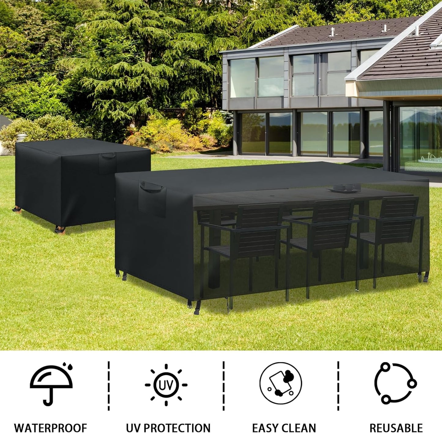 Gartenmöbel-Abdeckplane, Schwarz, 242x162x100cm