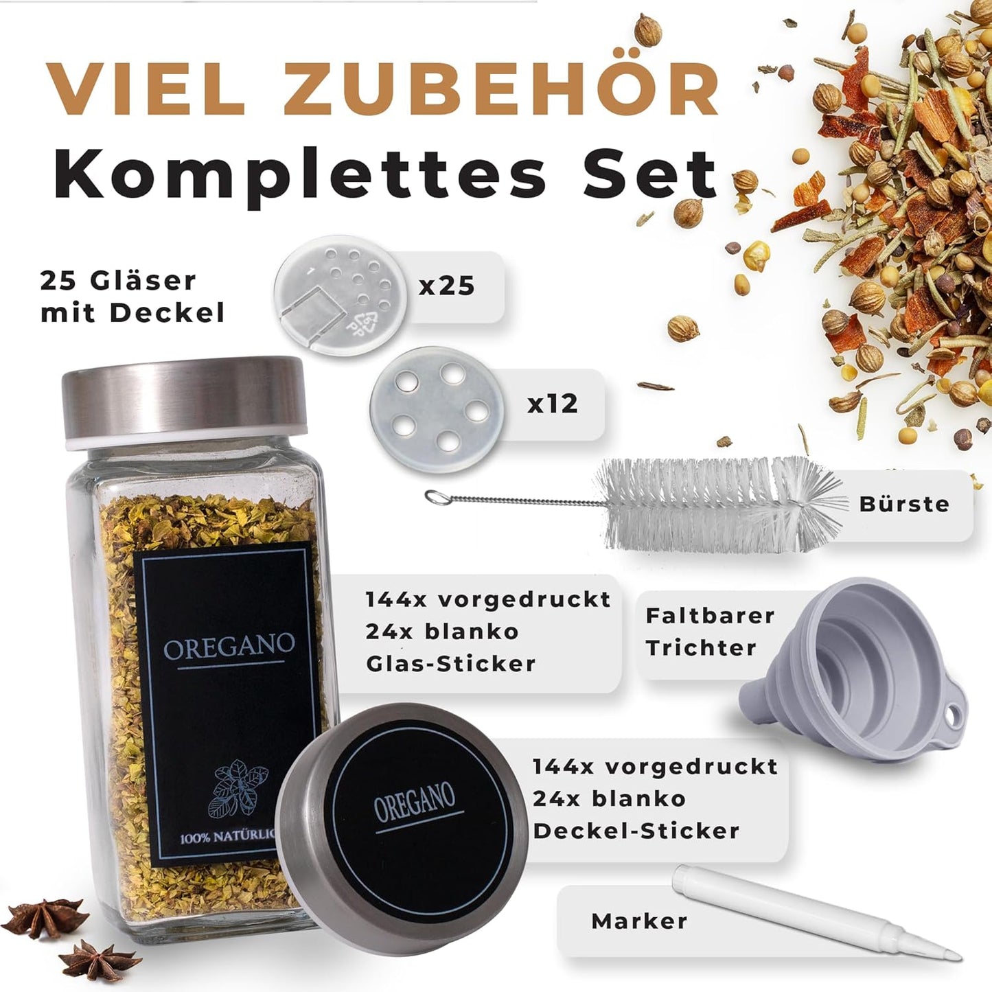 25er-Gewürzgläser-Set, Metall
