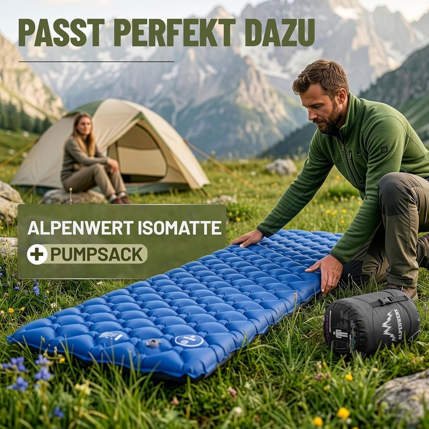 Ultraleichter Sommerschlafsack, Marineblau/ Grau innen